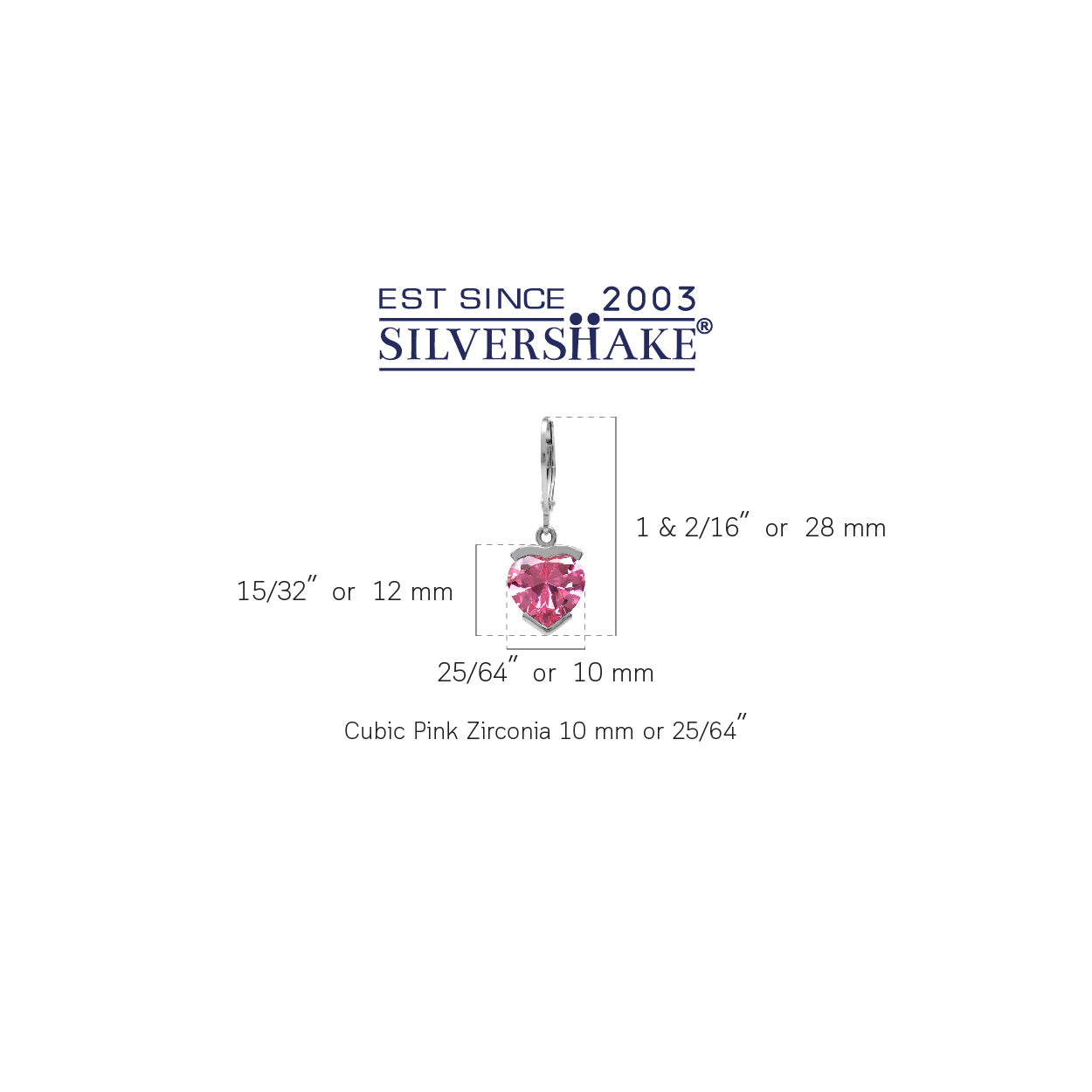 10mm Heart Shape Pink Cubic Zirconia White Gold Plated 925 Sterling Silver Leverback Dangle Earrings - Silvershake-store