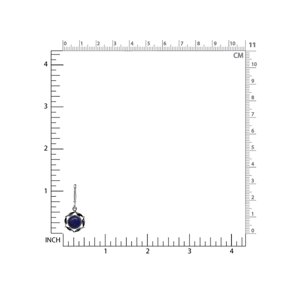 8mm Genuine Lapis 925 Sterling Silver Leaf Eternity Leverback Dangle Earrings - Silvershake-store