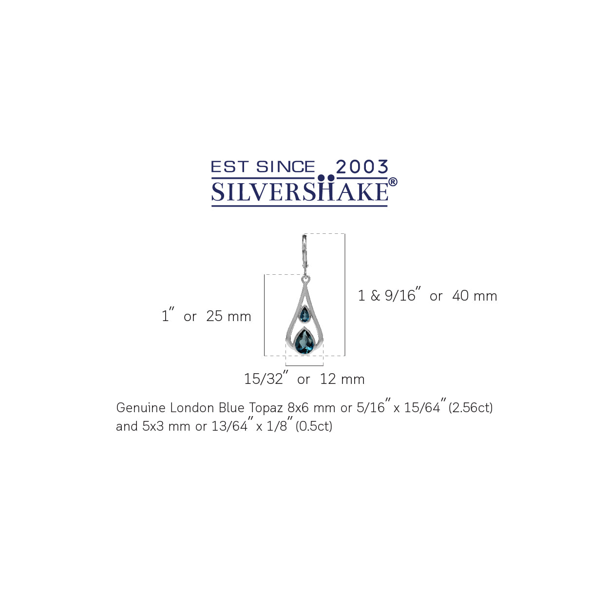 3.06ct. Genuine Pear Shape London Blue Topaz 925 Sterling Silver Drop Dangle Leverback Earrings - Silvershake-store