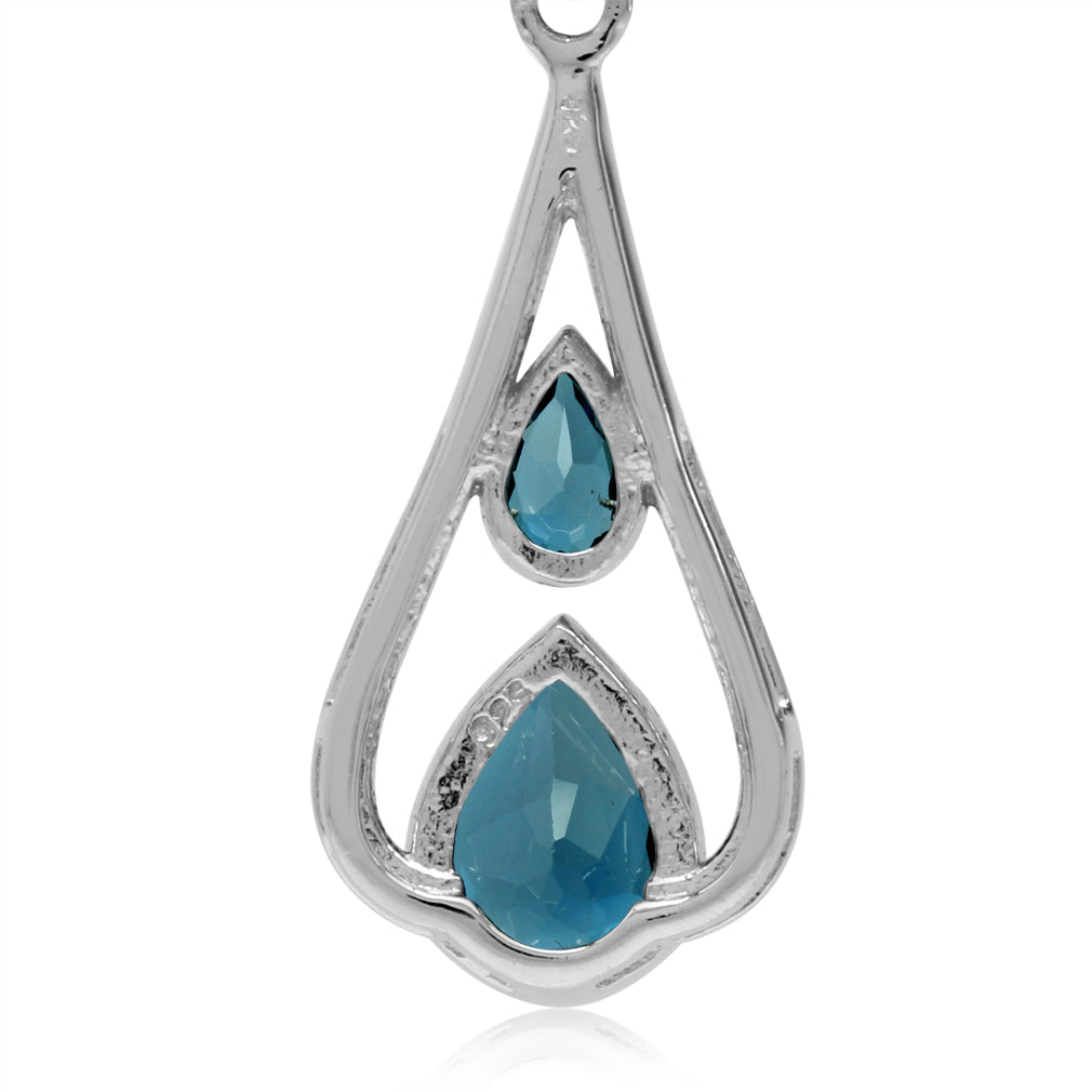 3.06ct. Genuine Pear Shape London Blue Topaz 925 Sterling Silver Drop Dangle Leverback Earrings - Silvershake-store