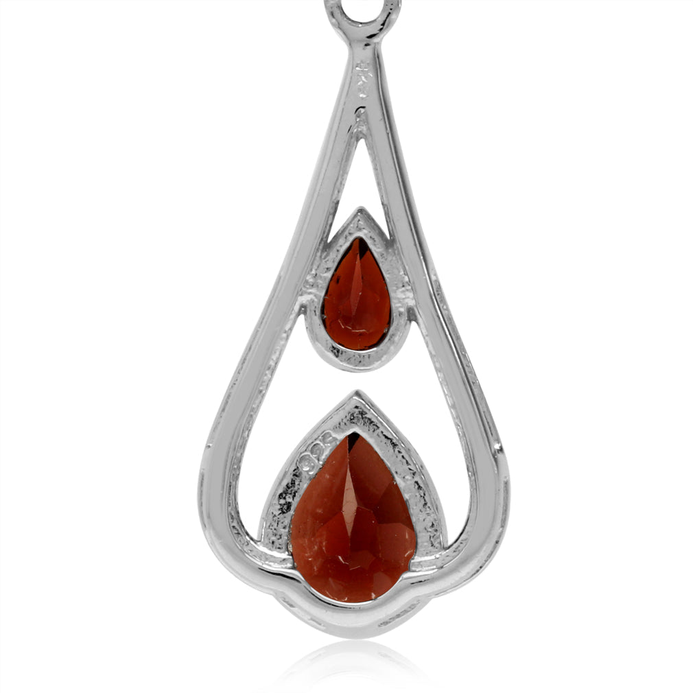 3.58ct. Natural Pear Shape Garnet White Gold Plated 925 Sterling Silver Drop Dangle Leverback Earrings - Silvershake-store