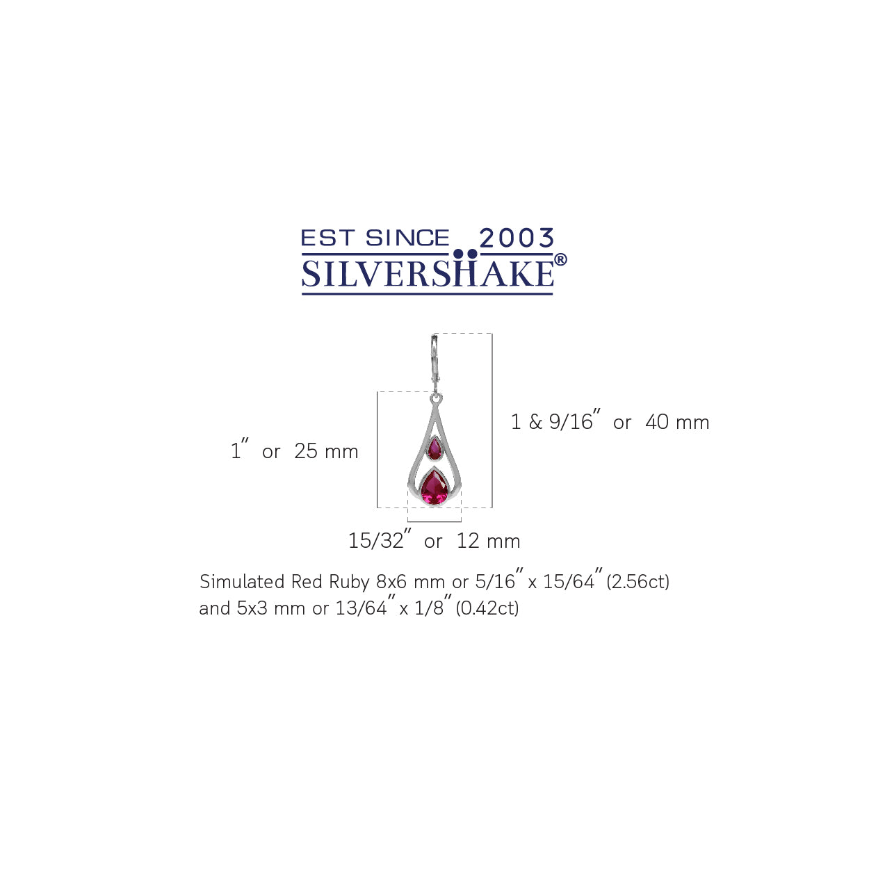 Pear Shape Synthetic Red Ruby White Gold Plated 925 Sterling Silver Drop Dangle Leverback Earrings - Silvershake-store