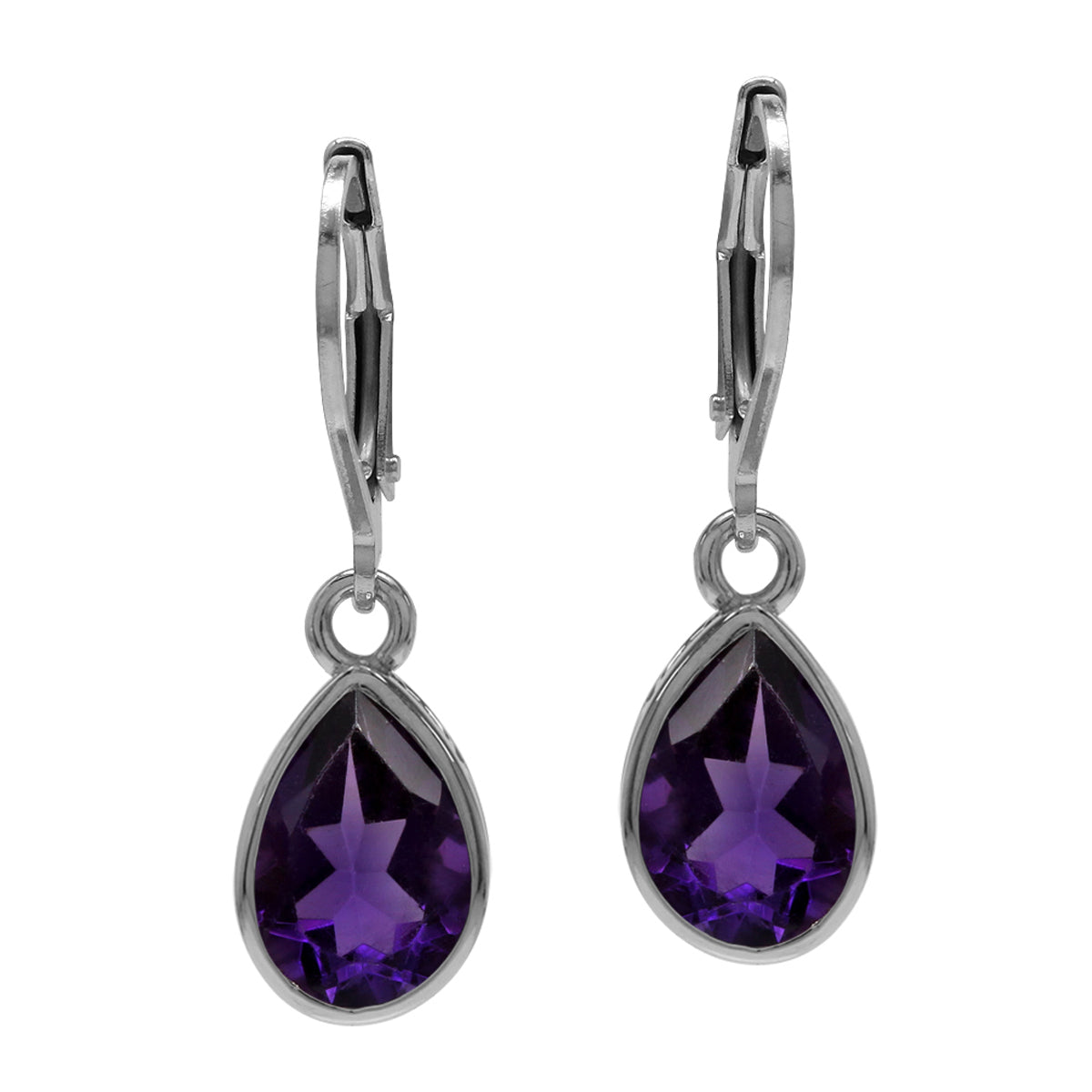 3.44ct. African Amethyst 925 Sterling Silver Heart Victorian Style Drop Dangle Leverback Earrings - Silvershake-store