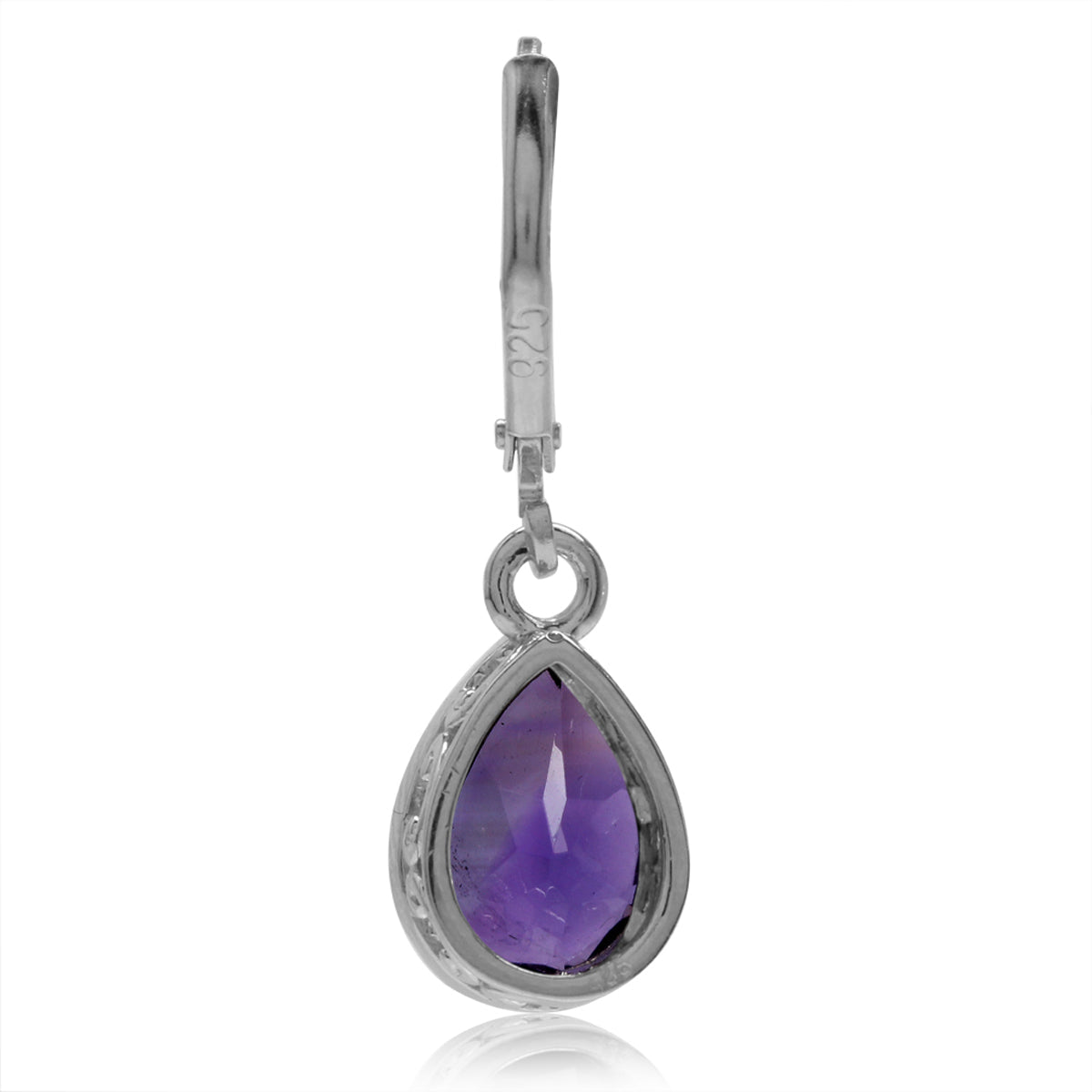 3.44ct. African Amethyst 925 Sterling Silver Heart Victorian Style Drop Dangle Leverback Earrings - Silvershake-store