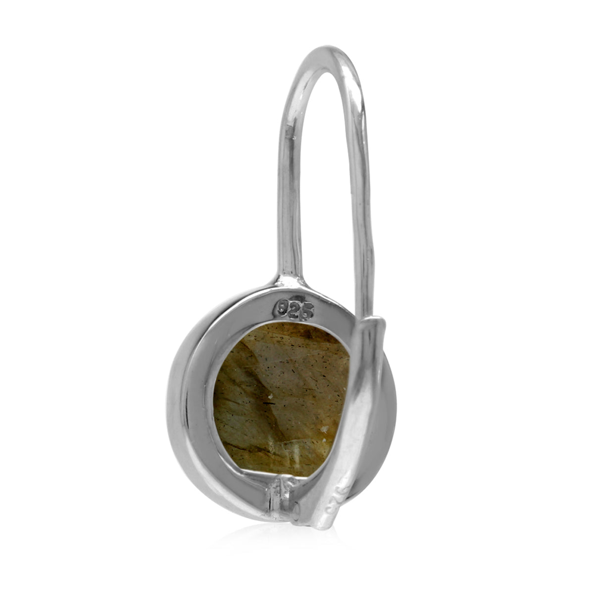 10mm Labradorite White Gold Plated 925 Sterling Silver Leverback Earrings - Silvershake-store