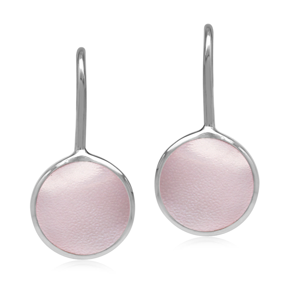 10mm Pink Mother of Pearl White Gold Plated 925 Sterling Silver Leverback Earrings - Silvershake-store