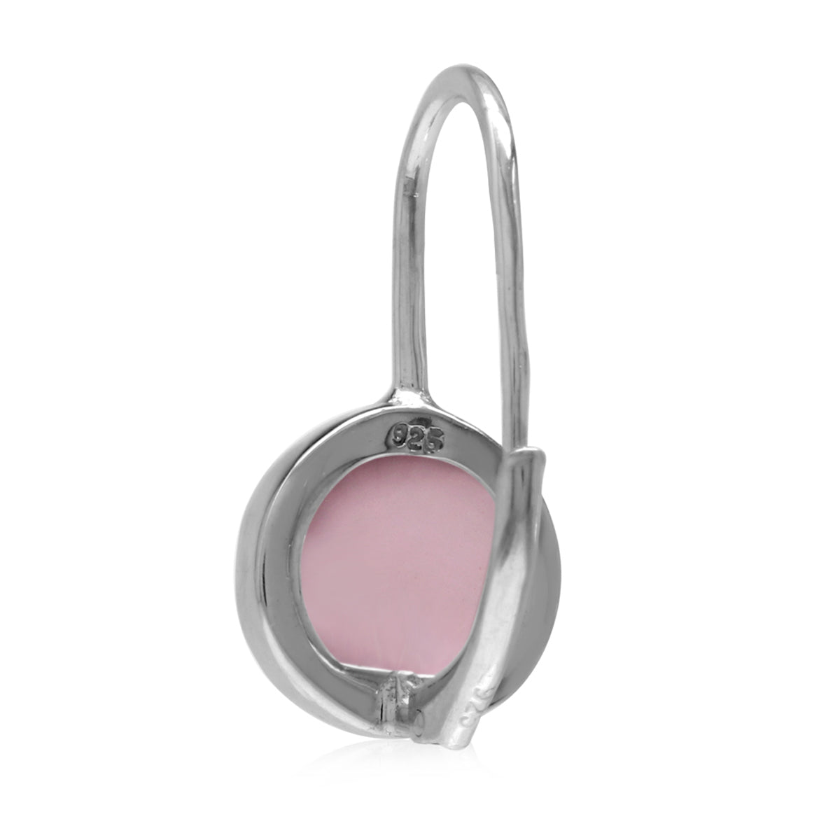 10mm Pink Mother of Pearl White Gold Plated 925 Sterling Silver Leverback Earrings - Silvershake-store