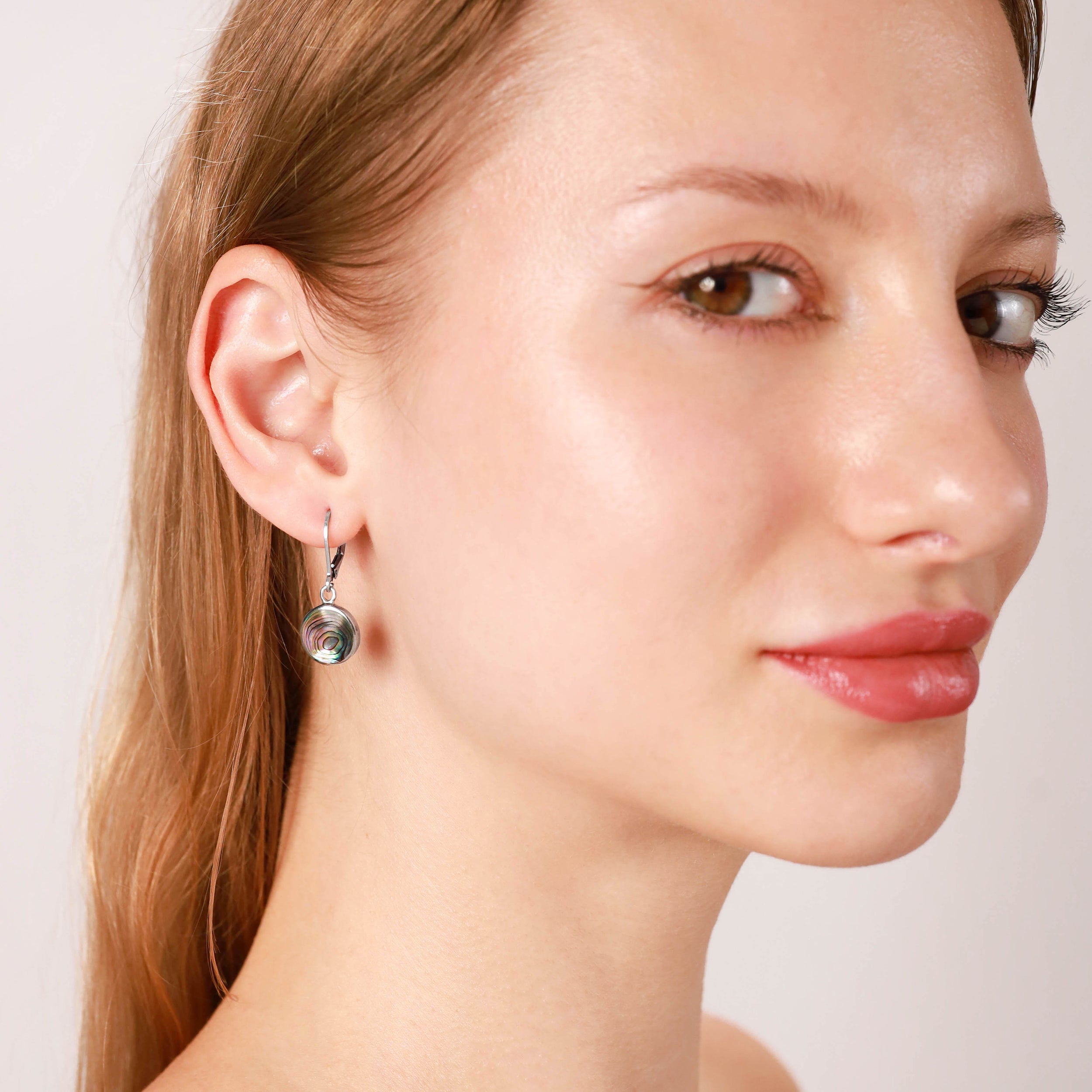 10mm Mother of Pearl White Gold Plated 925 Sterling Silver Leverback Earrings - Silvershake-store