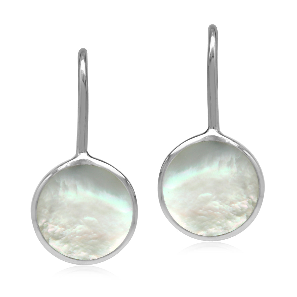 10mm Mother of Pearl White Gold Plated 925 Sterling Silver Leverback Earrings - Silvershake-store