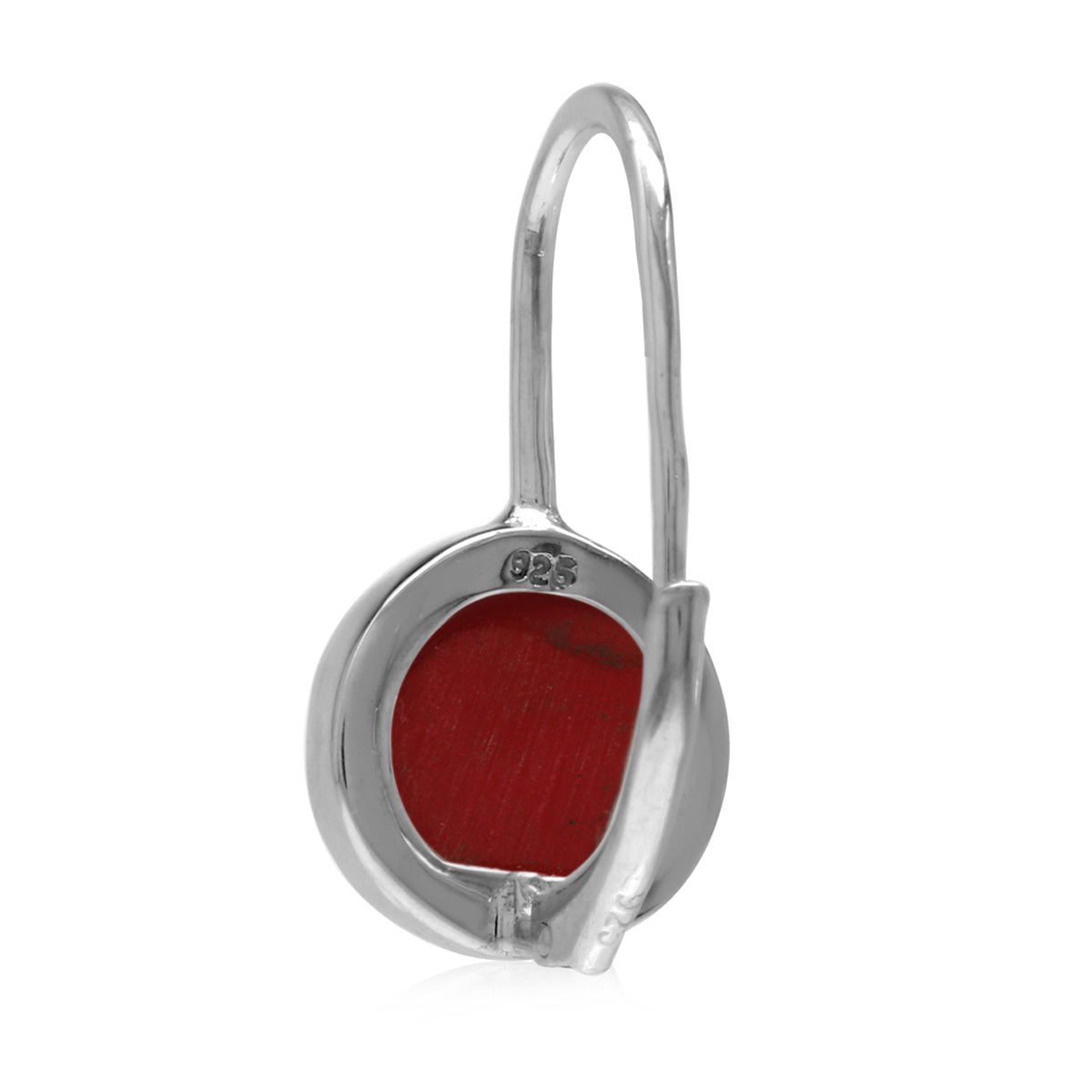 10mm Created Red Coral White Gold Plated 925 Sterling Silver Leverback Earrings - Silvershake-store