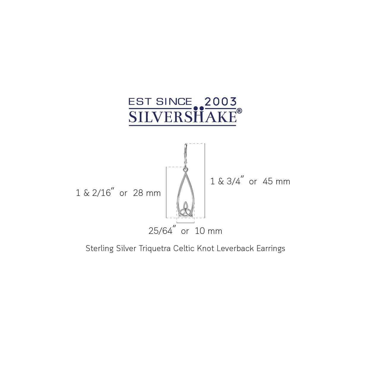 White Gold Plated 925 Sterling Silver Triquetra Celtic Knot Drop Dangle Leverback Ea - Silvershake-store