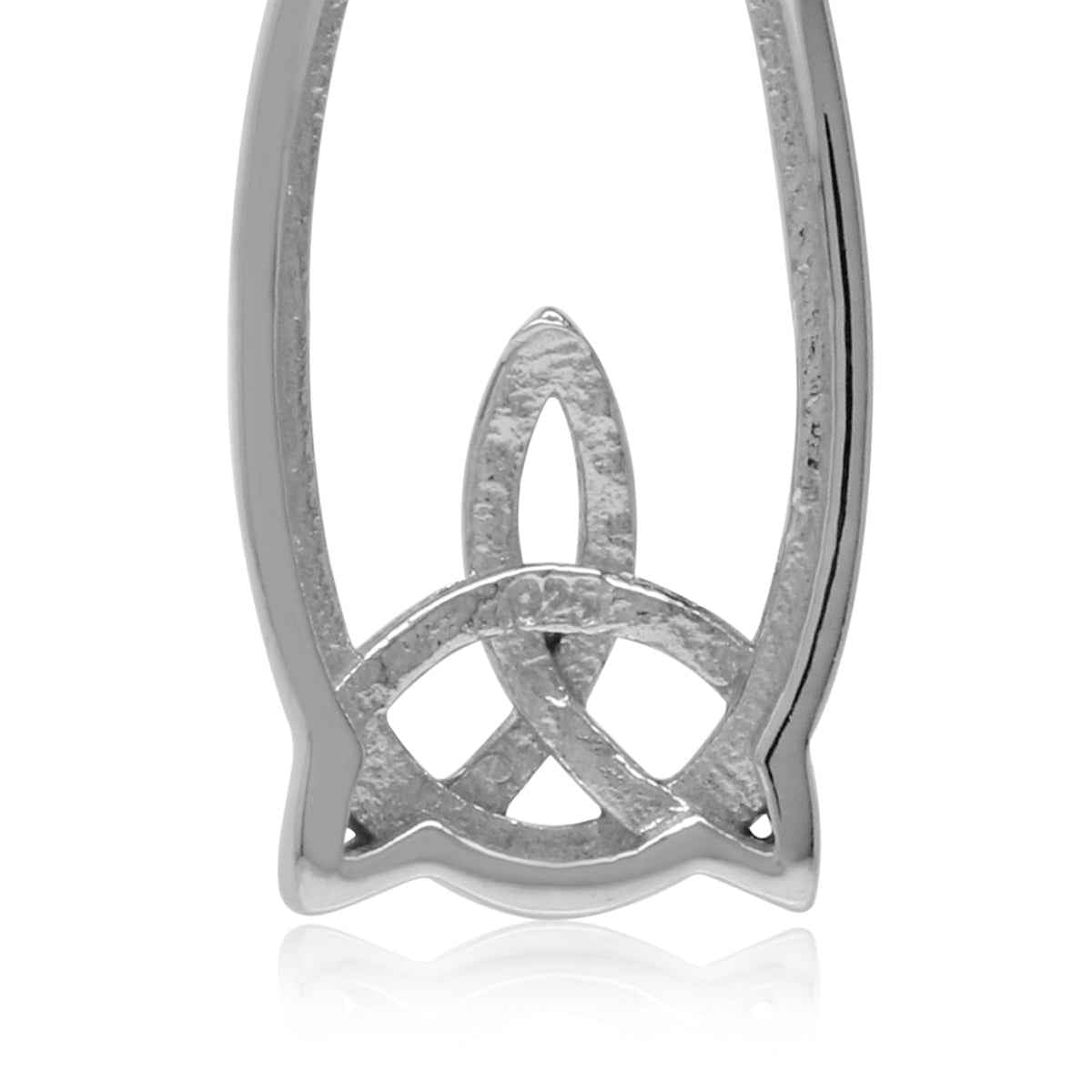 White Gold Plated 925 Sterling Silver Triquetra Celtic Knot Drop Dangle Leverback Ea - Silvershake-store