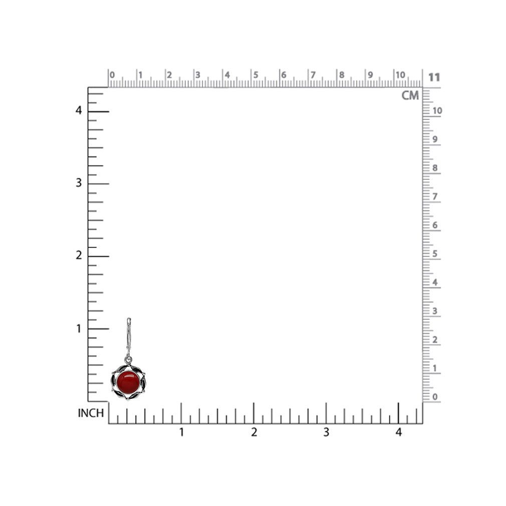 8mm Created Red Coral 925 Sterling Silver Leaf Eternity Leverback Dangle Earrings - Silvershake-store