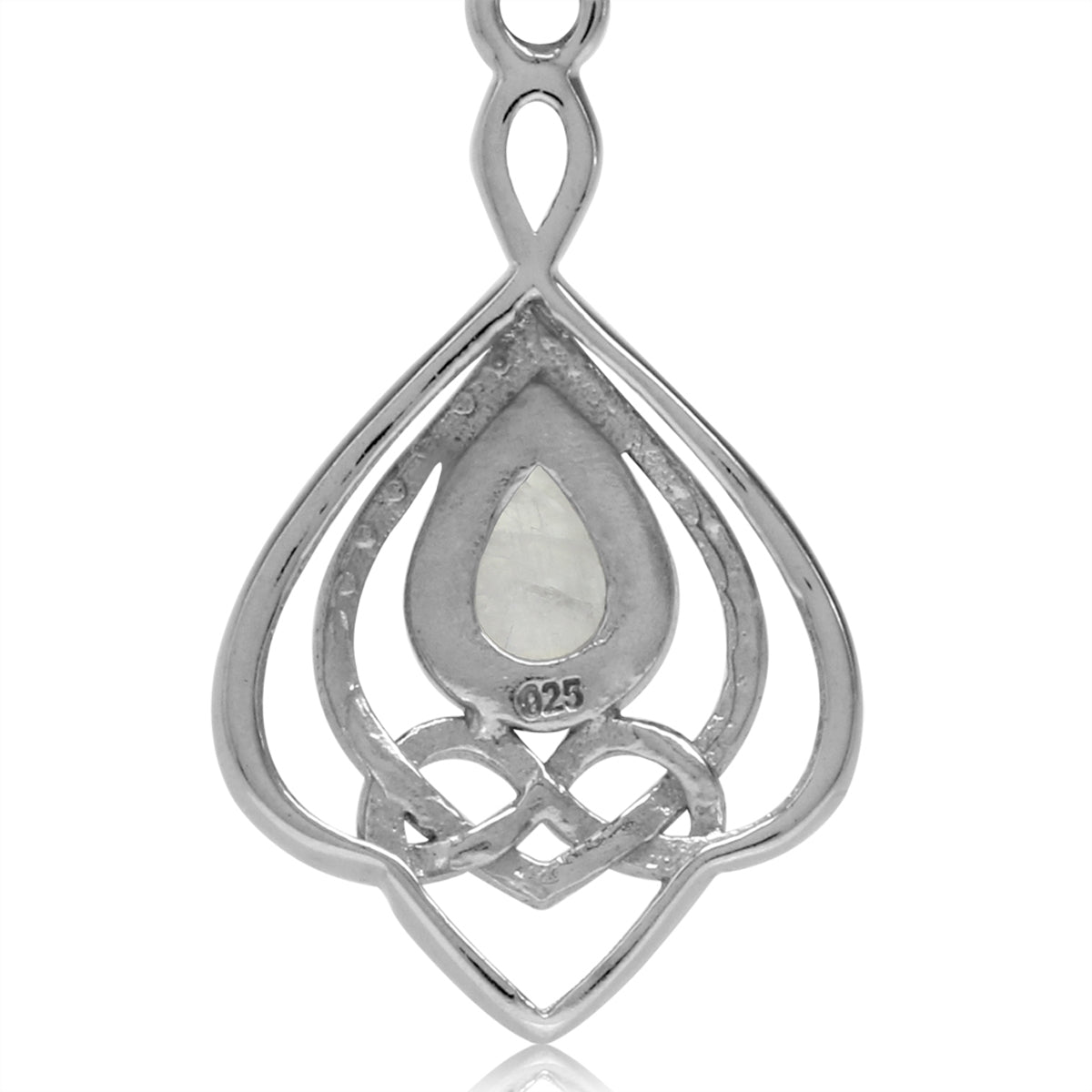 Natural Moonstone 925 Sterling Silver Celtic Heart Knot Drop Dangle Leverback Earrings - Silvershake-store