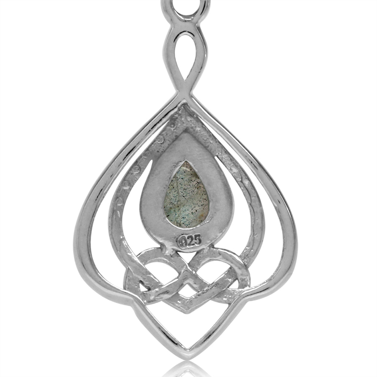 Labradorite 925 Sterling Silver Celtic Heart Knot Drop Dangle Leverback Earrings - Silvershake-store