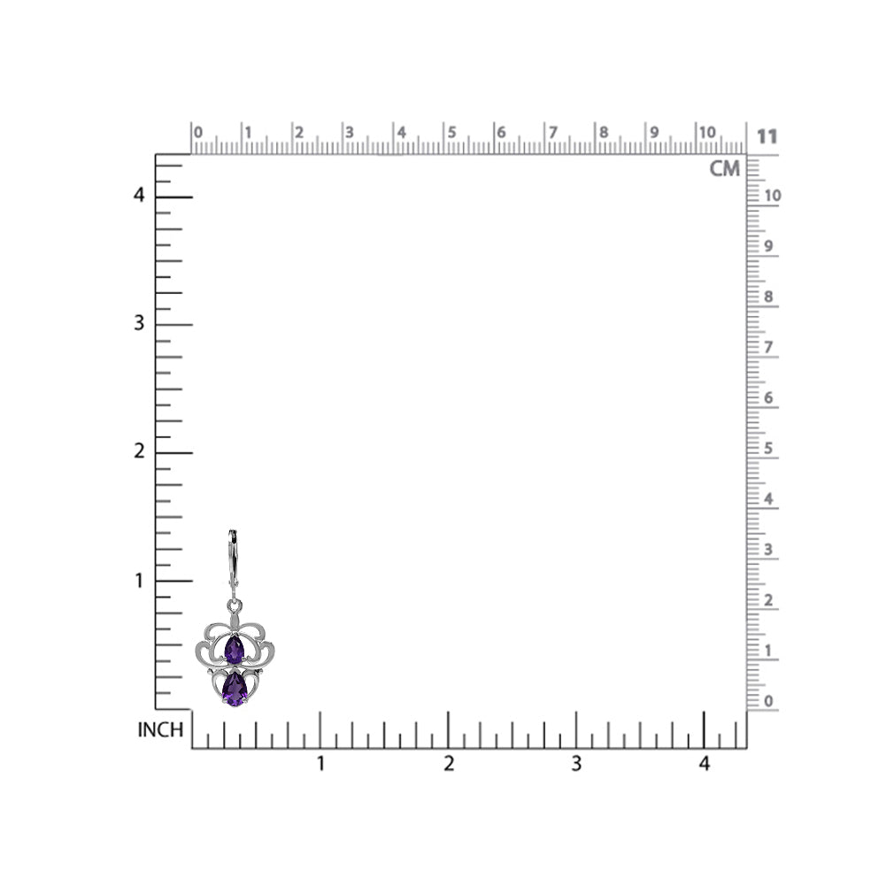 2.1ct. Natural African Amethyst 925 Sterling Silver Heart Victorian Style Leverback Dangle Earrings - Silvershake-store
