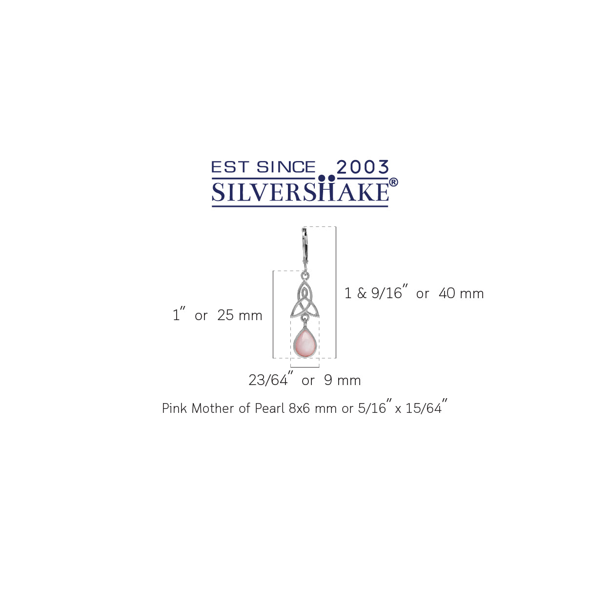 Pink Mother of Pearl 925 Sterling Silver Triquetra Celtic Knot Drop Dangle Leverback Earrings - Silvershake-store