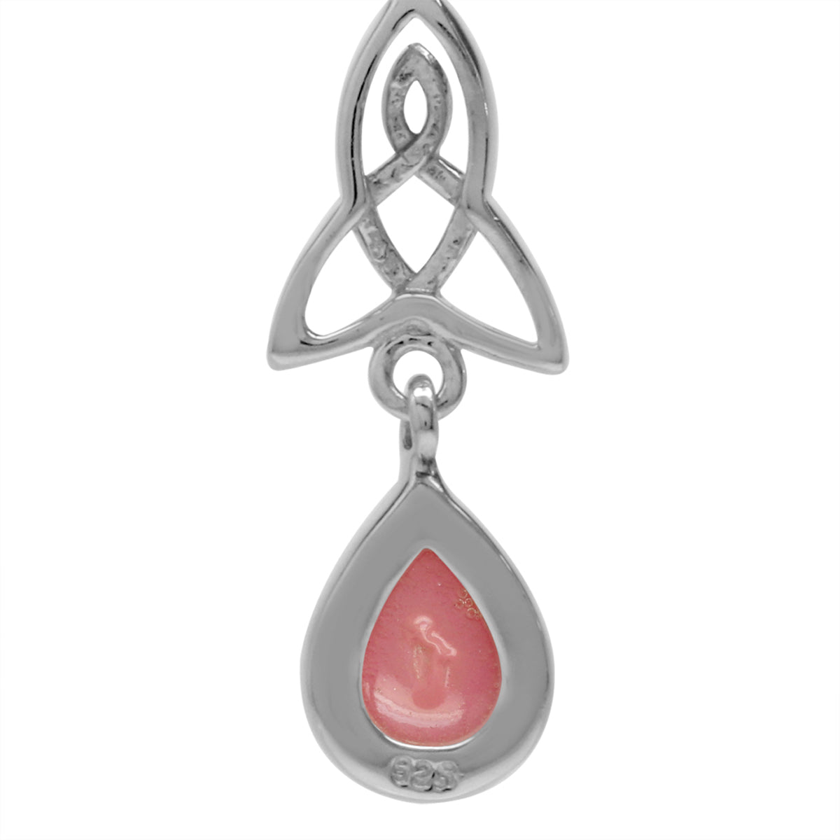 Pink Mother of Pearl 925 Sterling Silver Triquetra Celtic Knot Drop Dangle Leverback Earrings - Silvershake-store