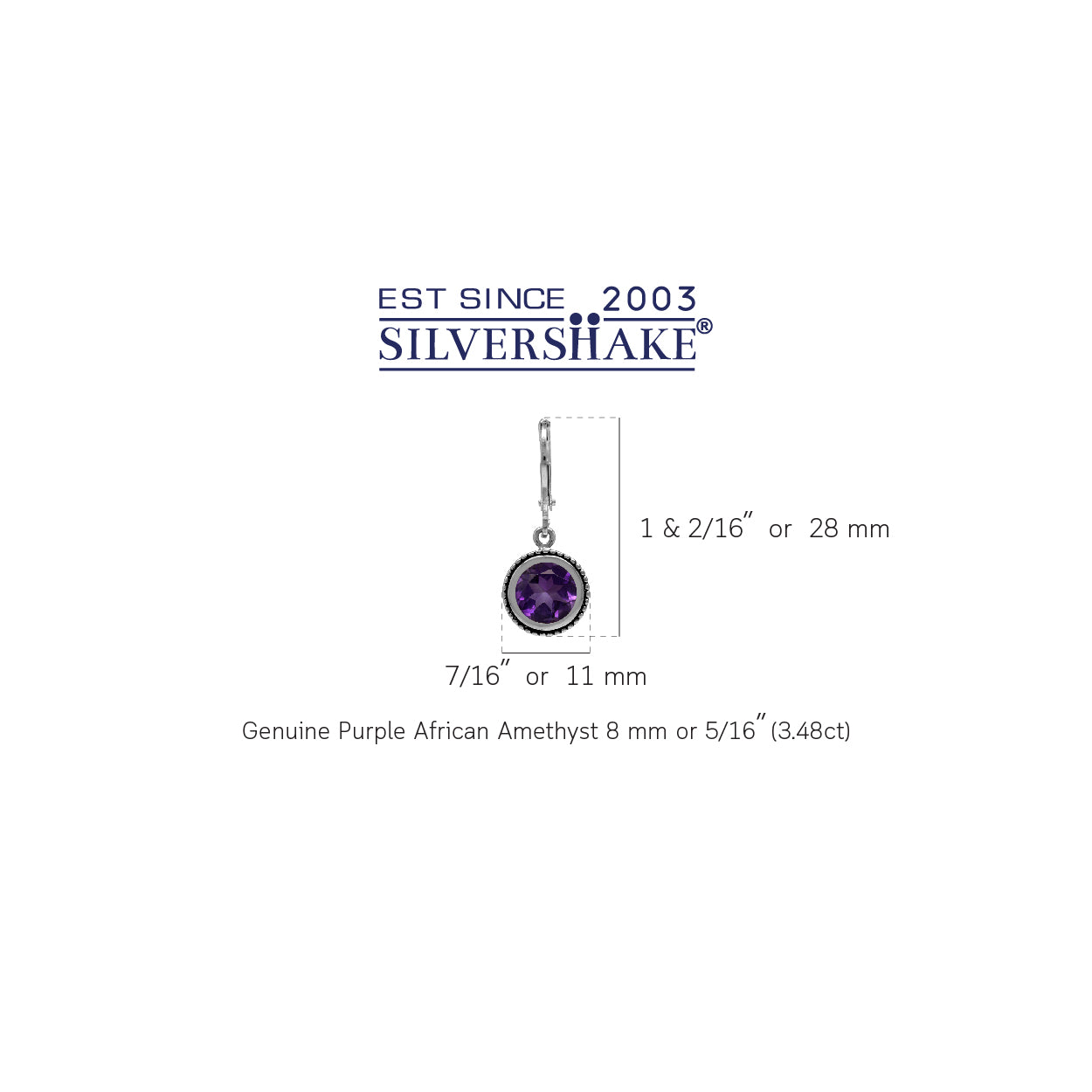 3.48ct. 8mm Natural African Amethyst 925 Sterling Silver Filigree Balinese Style Leverback Earrings - Silvershake-store