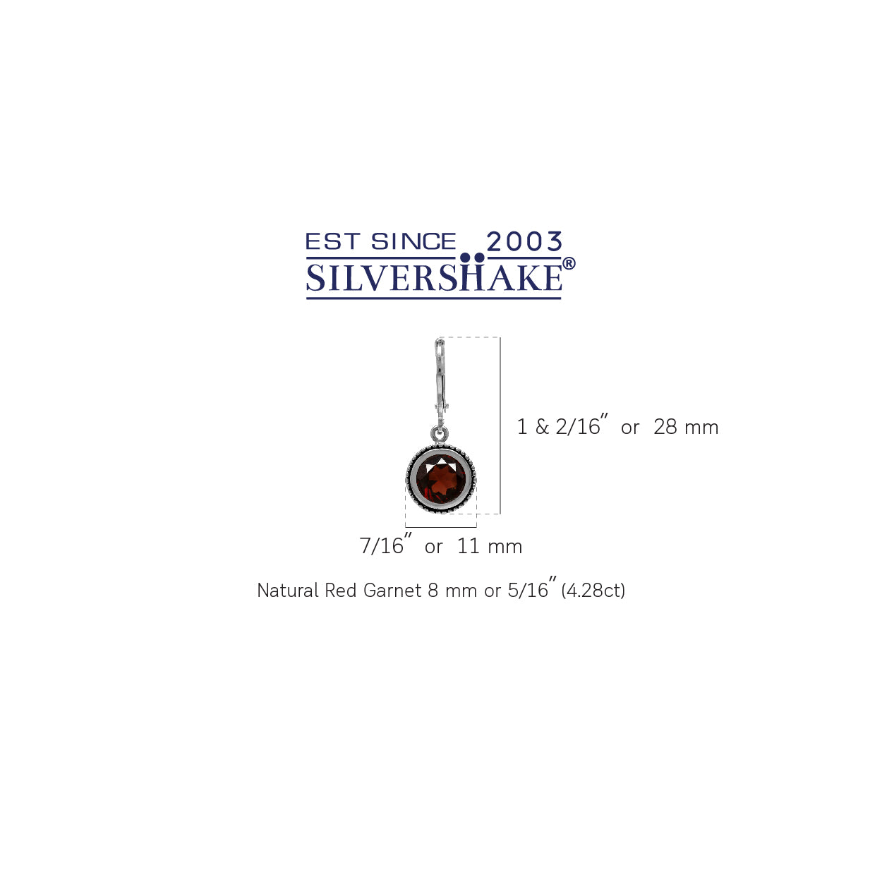 4.28ct. 8mm Natural Round Shape Garnet 925 Sterling Silver Filigree Balinese Style Leverback Earrings - Silvershake-store