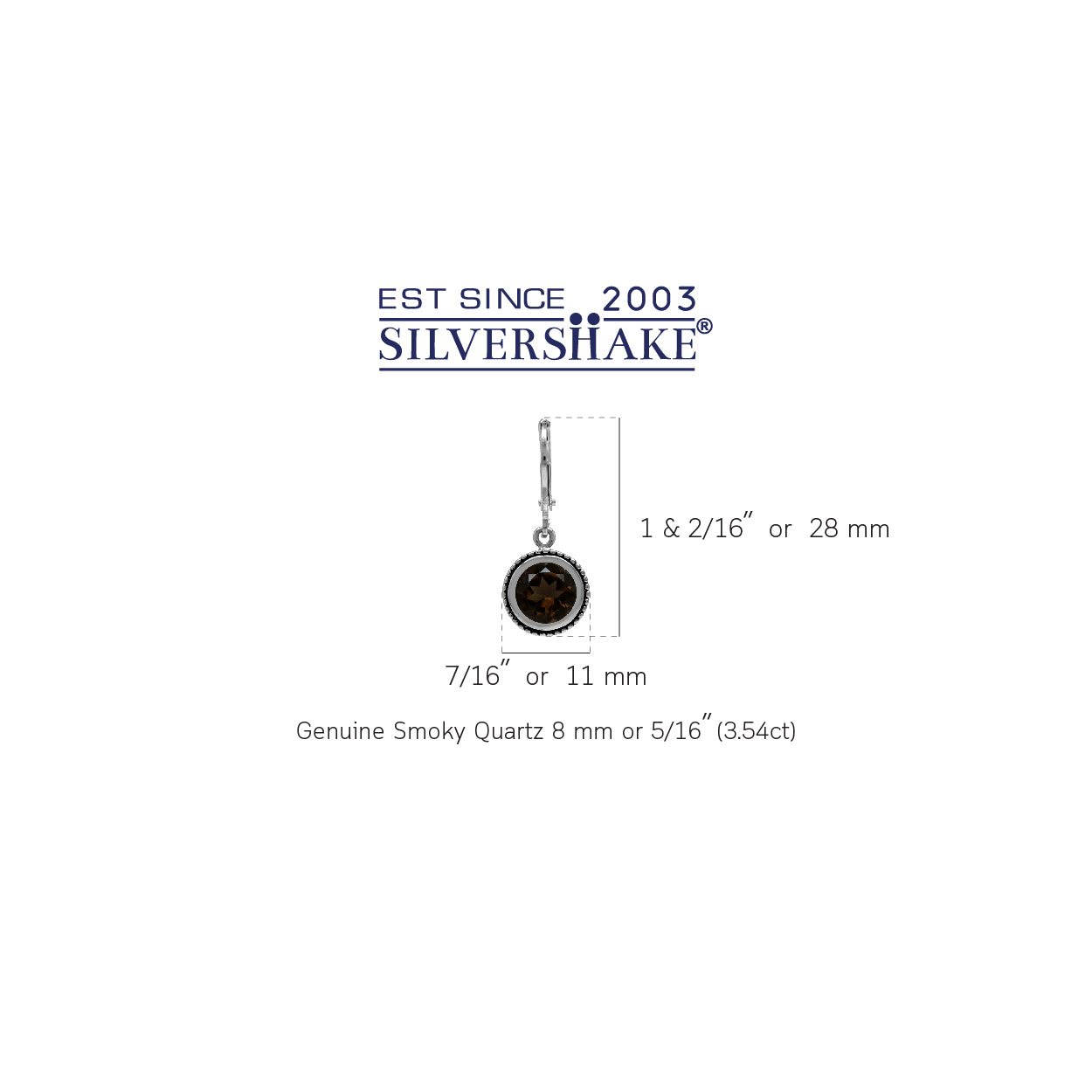 3.54ct. 8mm Natural Round Smoky Quartz 925 Sterling Silver Filigree Balinese Style Leverback Ea - Silvershake-store