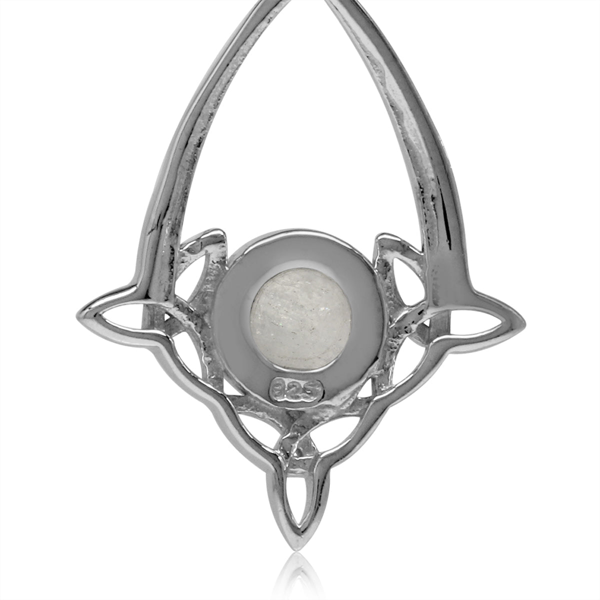 Natural Moonstone 925 Sterling Silver Triquetra Celtic Knot Drop Dangle Leverback Earrings - Silvershake-store