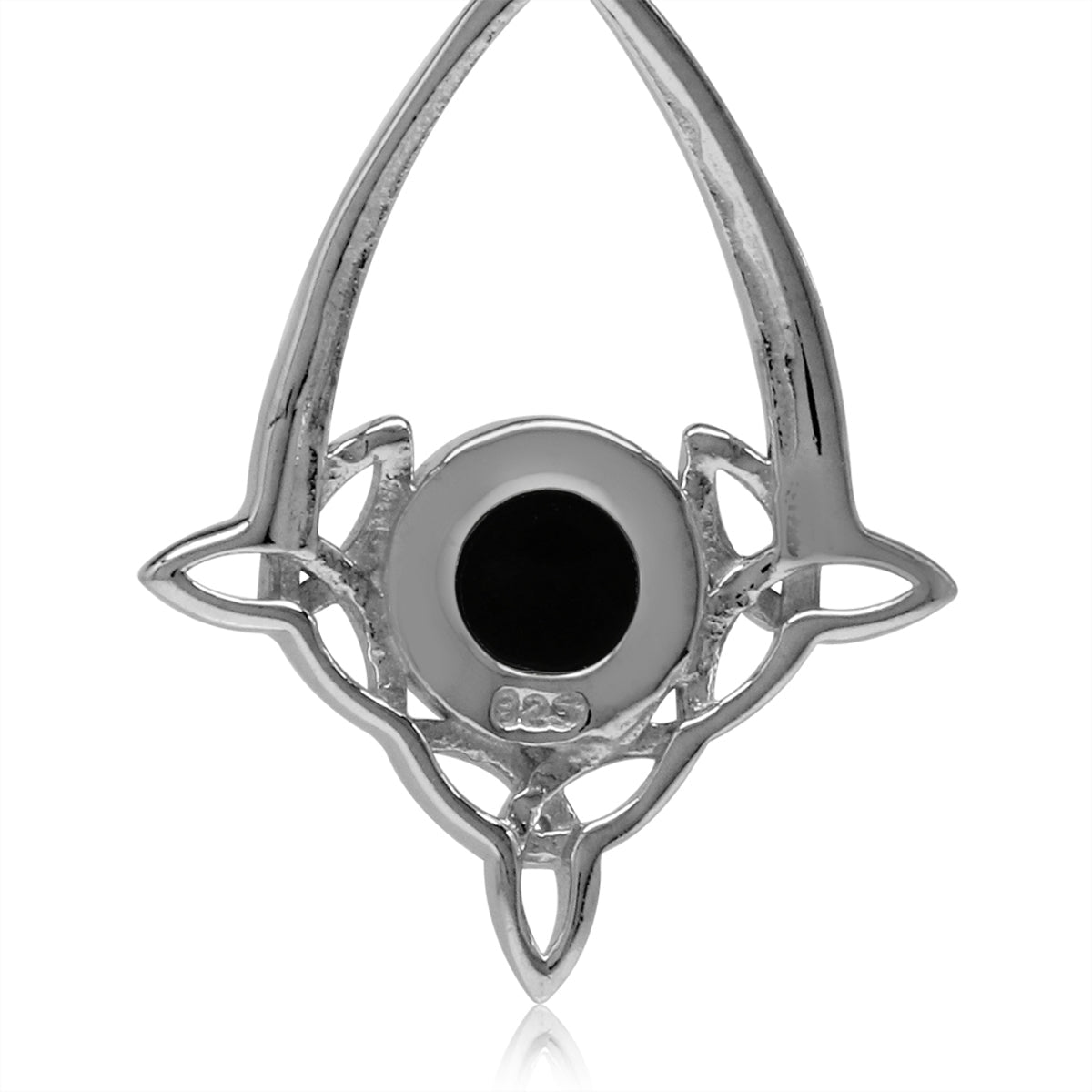 Natural Black Onyx 925 Sterling Silver Triquetra Celtic Knot Drop Dangle Leverback Earrings - Silvershake-store