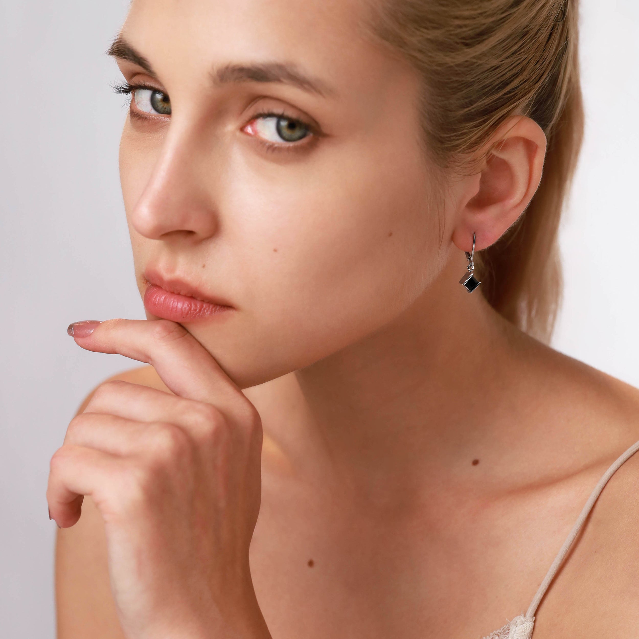 1.74ct. 5mm Natural Square Shape Garnet 925 Sterling Silver Leverback Dangle Earrings - Silvershake-store