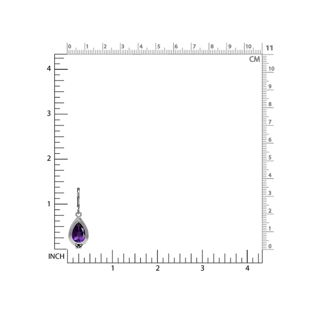 5.62ct. 12x8mm Natural Pear Shape African Amethyst 925 Sterling Silver Flower Drop Leverback Earrings - Silvershake-store