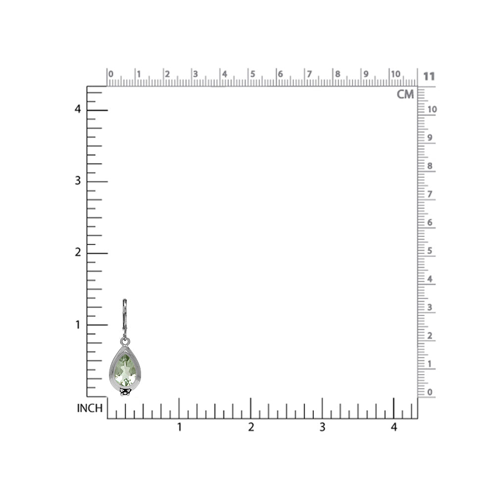 5.44ct. 12x8mm Natural Pear Shape Green Amethyst 925 Sterling Silver Flower Drop Leverback Earrings - Silvershake-store