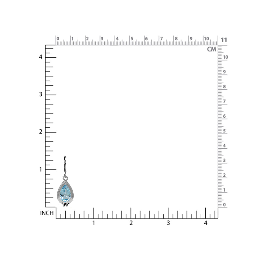 6.84ct. 12x8mm Genuine Pear Shape Blue Topaz 925 Sterling Silver Flower Drop Leverback Earrings - Silvershake-store