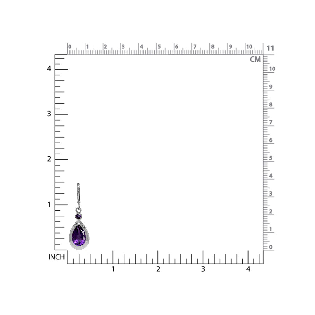 5.44ct. 12x8mm Natural Pear Shape African Amethyst 925 Sterling Silver Drop Dangle Leverback Earrings - Silvershake-store