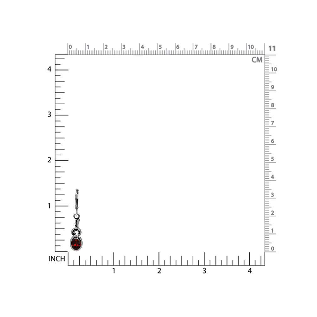 2.92ct. 8x6mm Natural Oval Shape Garnet 925 Sterling Silver Balinese Style Leverback Dangle Earrings - Silvershake-store