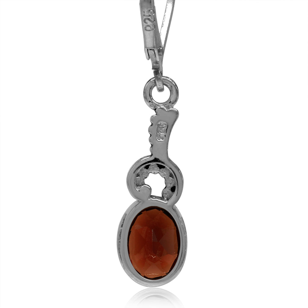 2.92ct. 8x6mm Natural Oval Shape Garnet 925 Sterling Silver Balinese Style Leverback Dangle Earrings - Silvershake-store