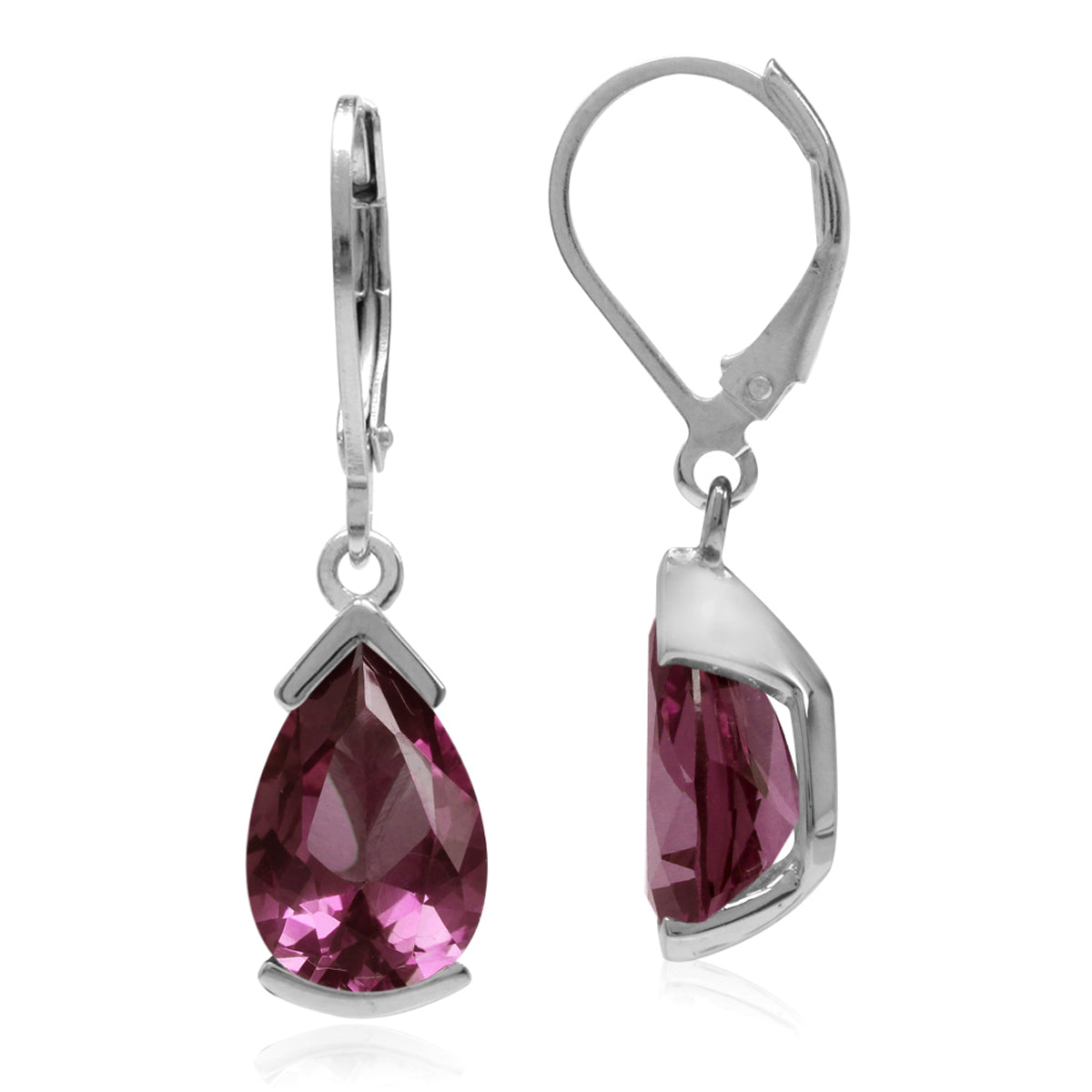 12x8mm Pear Shape Created Color Change Alexandrite 925 Sterling Silver Drop Dangle Leverback Earrings