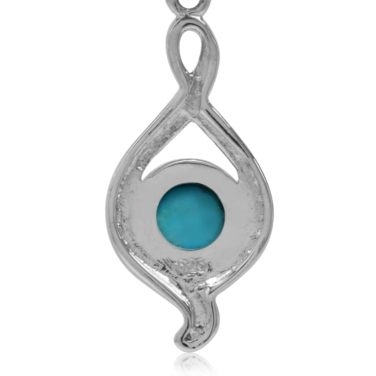 7mm Genuine Round Arizona American Turquoise White Gold Plated 925 Sterling Silver Rope Leverback Earrings