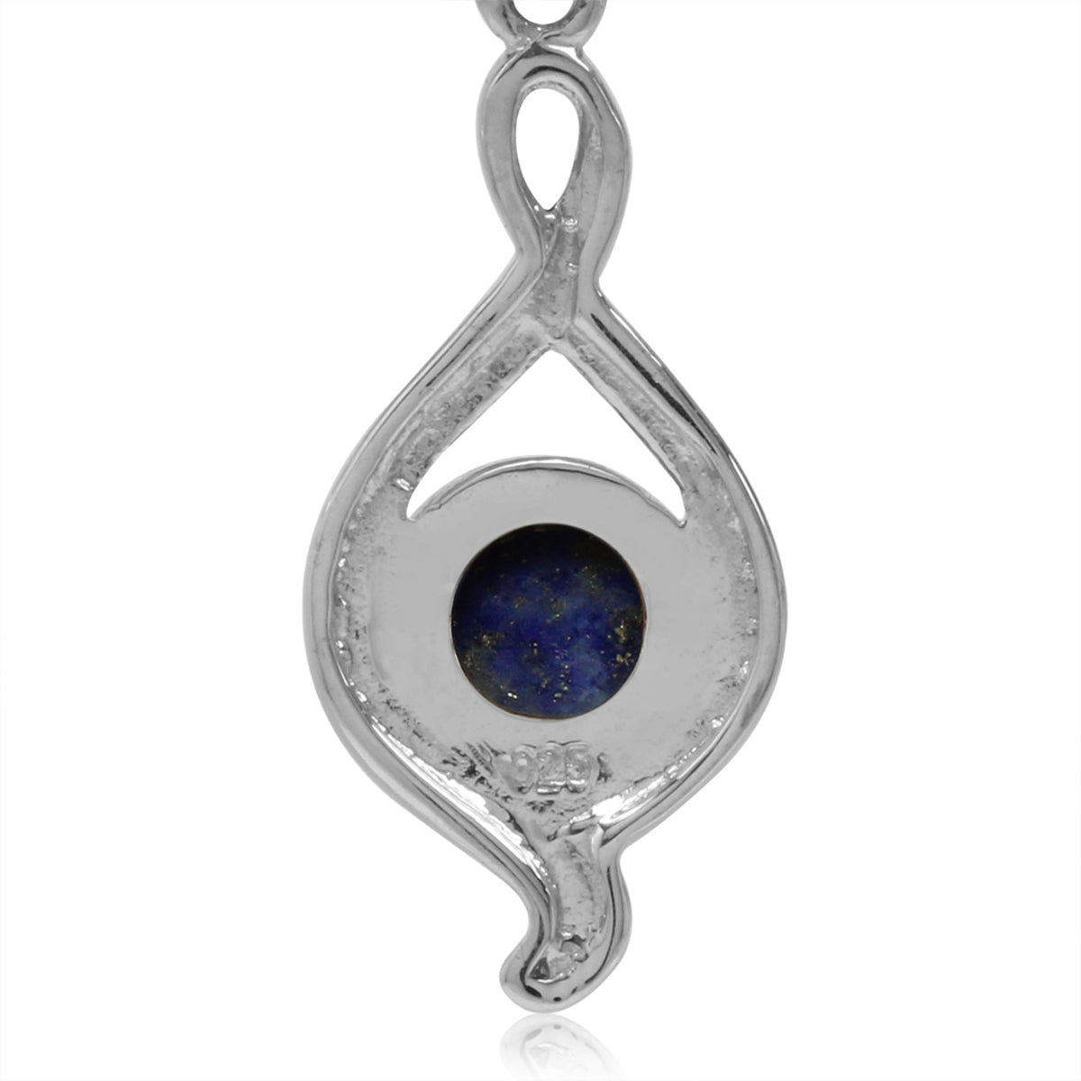 7mm Genuine Round Shape Lapis White Gold Plated 925 Sterling Silver Rope Leverback Dangle Earrings