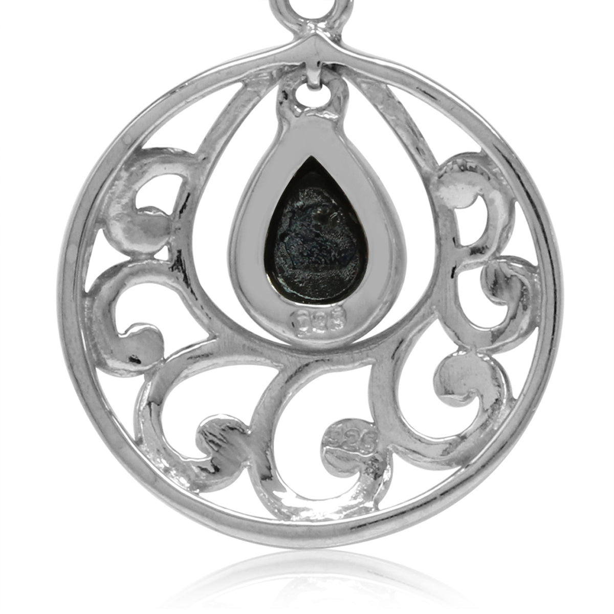 Created Black Onyx 925 Sterling Silver Filigree Swirl and Spiral Leverback Dangle Earrings