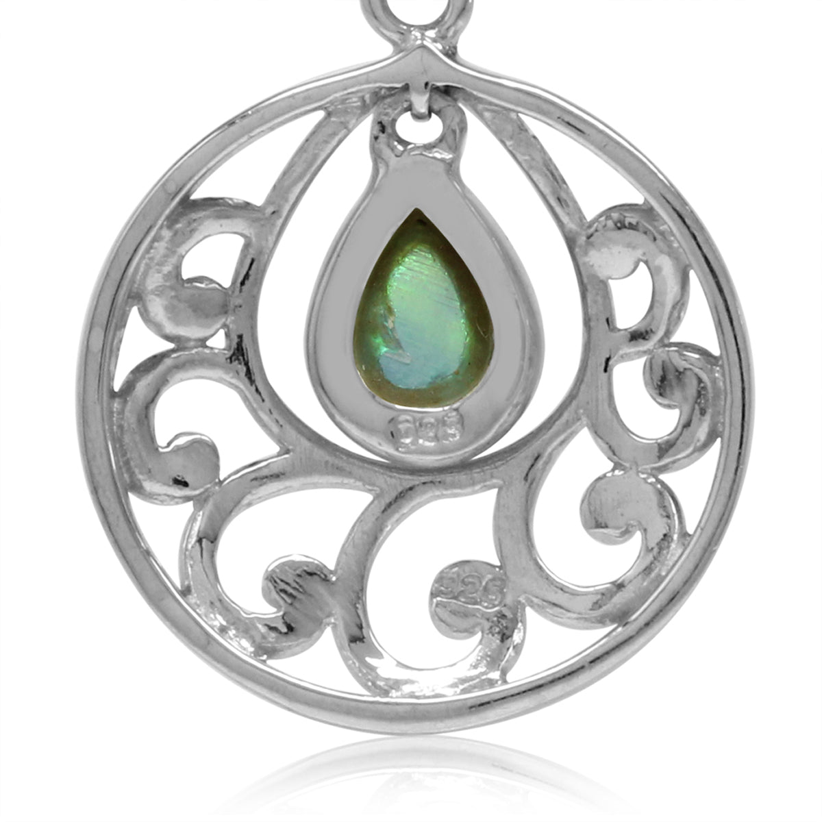 Abalone Paua Shell 925 Sterling Silver Filigree Swirl and Spiral Leverback Dangle Earrings