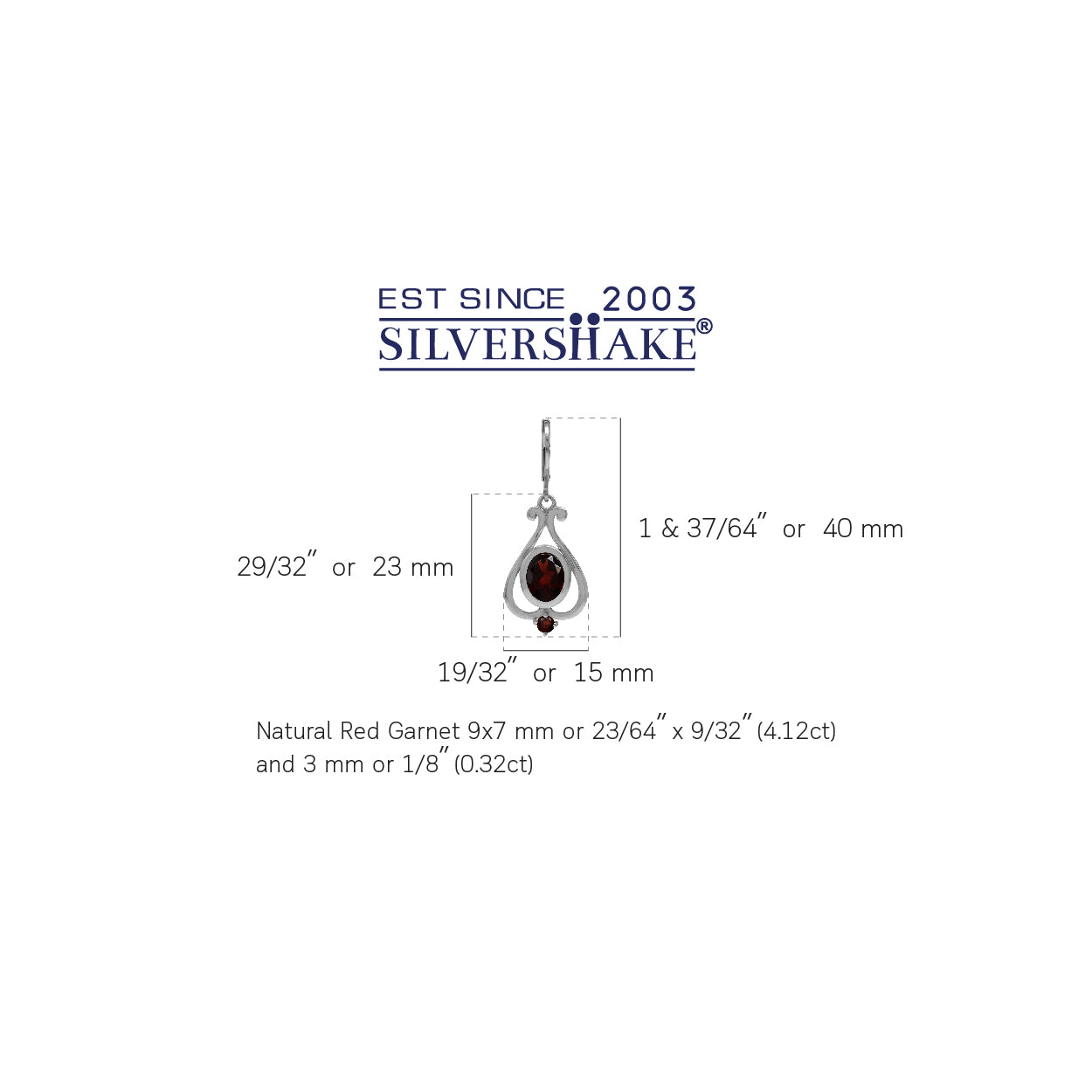 4.44ct. 9x7mm Natural Oval Shape Garnet 925 Sterling Silver Heart Victorian Style Leverback Earrings