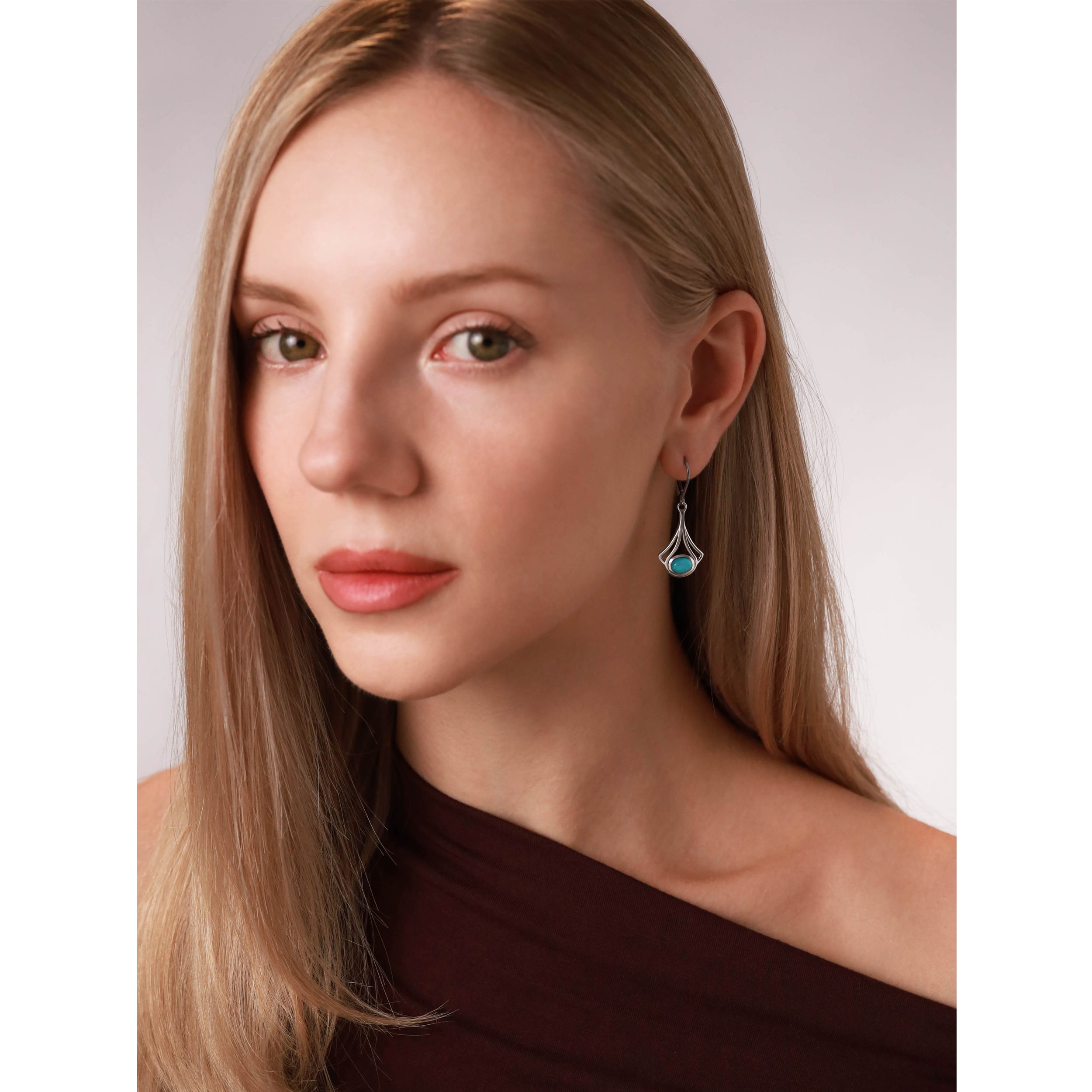 Natural Moonstone White Gold Plated 925 Sterling Silver Casual Drop Dangle Leverback Earrings