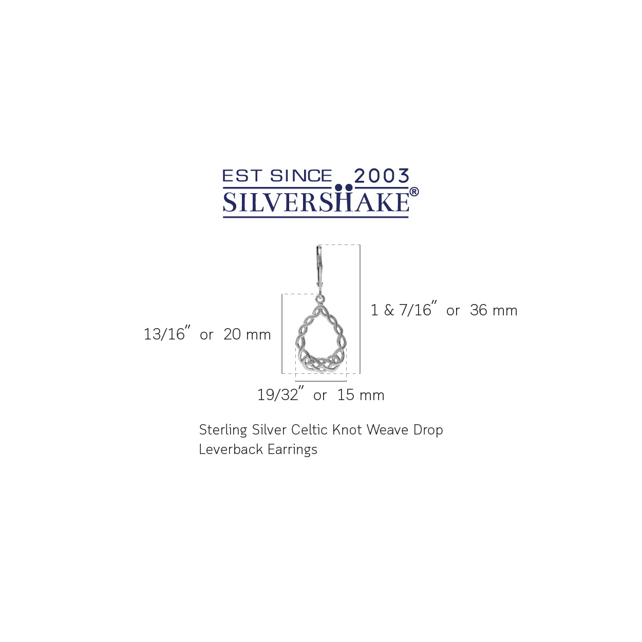 White Gold Plated 925 Sterling Silver Celtic Knot Weave Drop Dangle Leverback Earrings