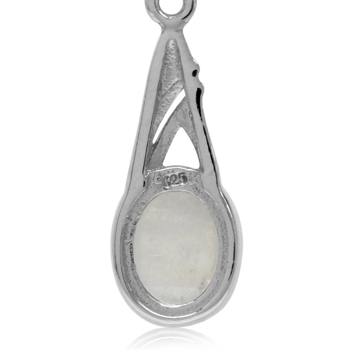 9x7mm Natural Oval Shape Moonstone White Gold Plated 925 Sterling Silver Leverback Dangle Earrings