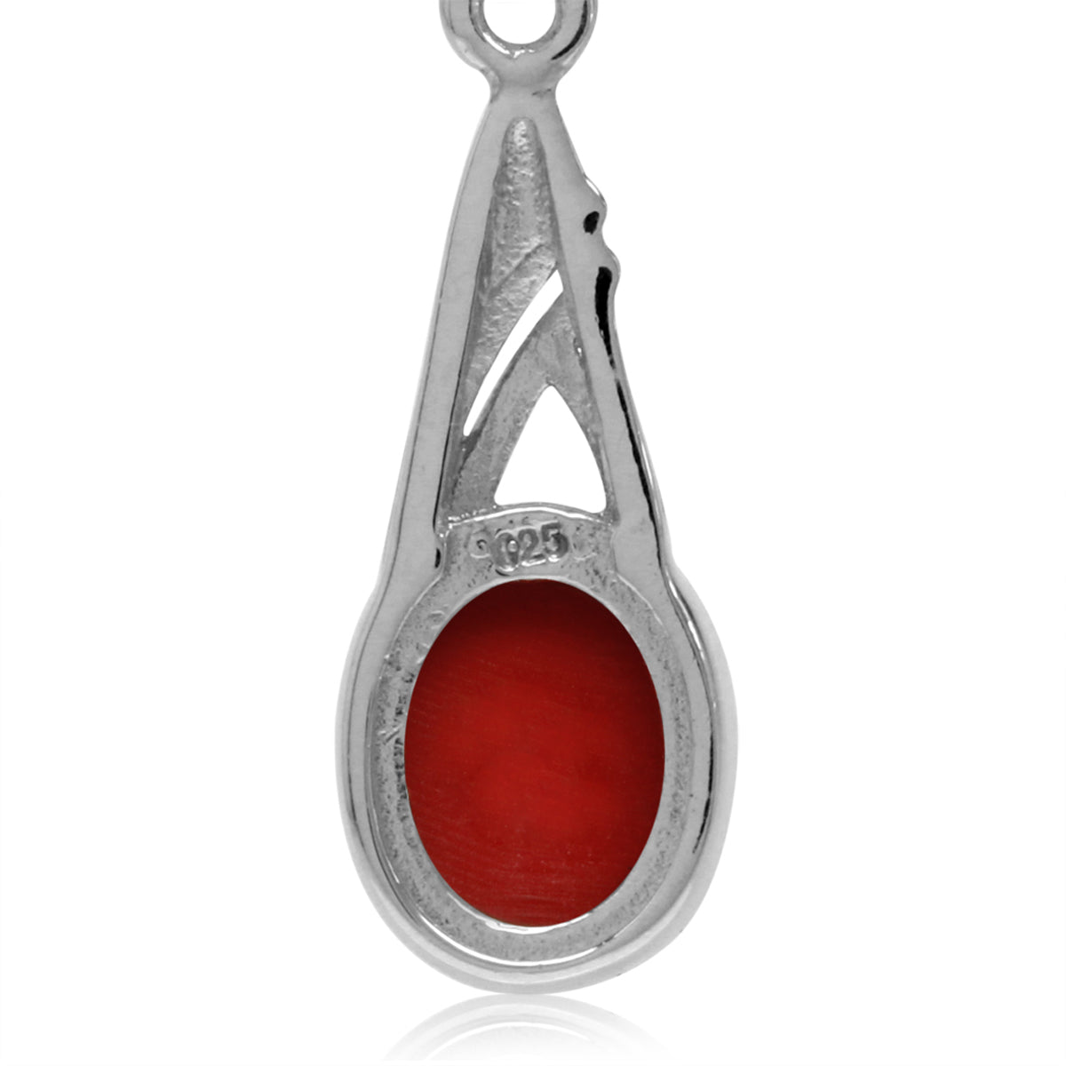 9x7mm Oval Shape Created Red Coral White Gold Plated 925 Sterling Silver Leverback Dangle Earrings