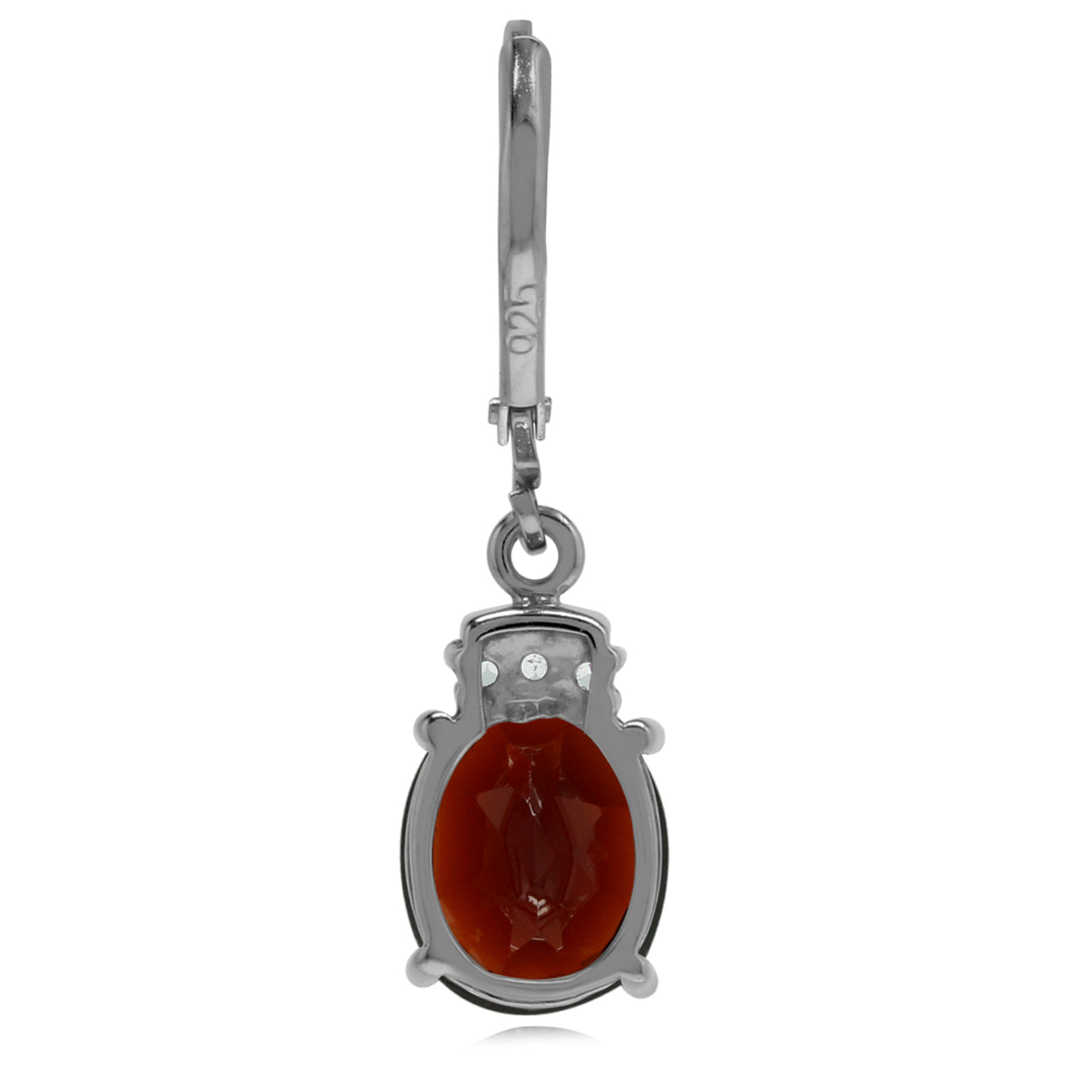 5.62ct. 10x8mm Natural Oval Shape Garnet and White Topaz 925 Sterling Silver Leverback Dangle Earrings