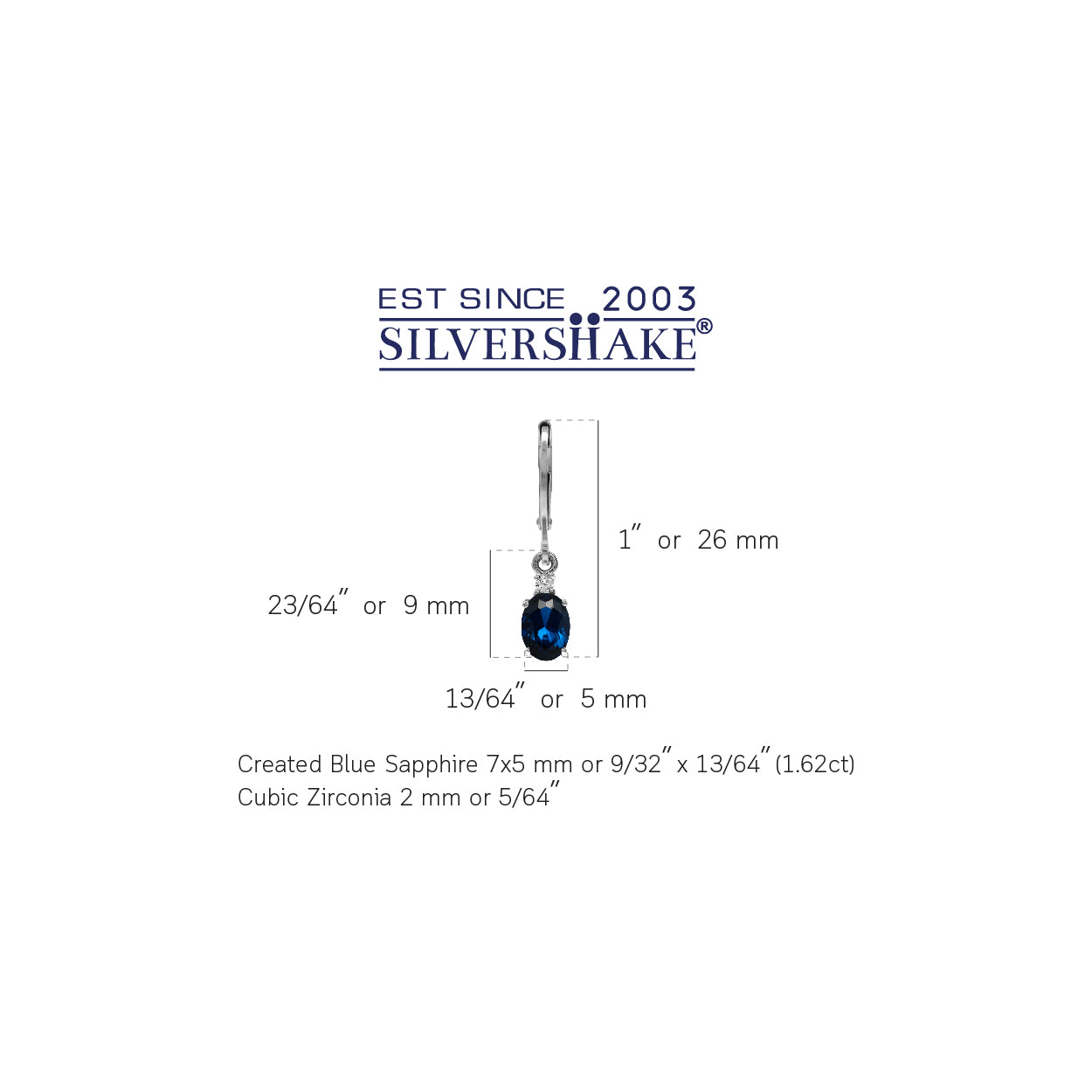 Petite Synthetic Blue Sapphire and White Cubic Zirconia 925 Sterling Silver Leverback Dangle Earrings - Silvershake-store
