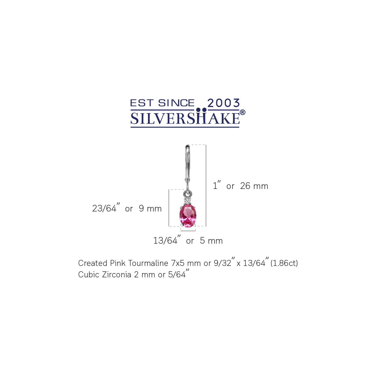 Petite Created Pink Tourmaline and White Cubic Zirconia 925 Sterling Silver Leverback Dangle Earrings - Silvershake-store