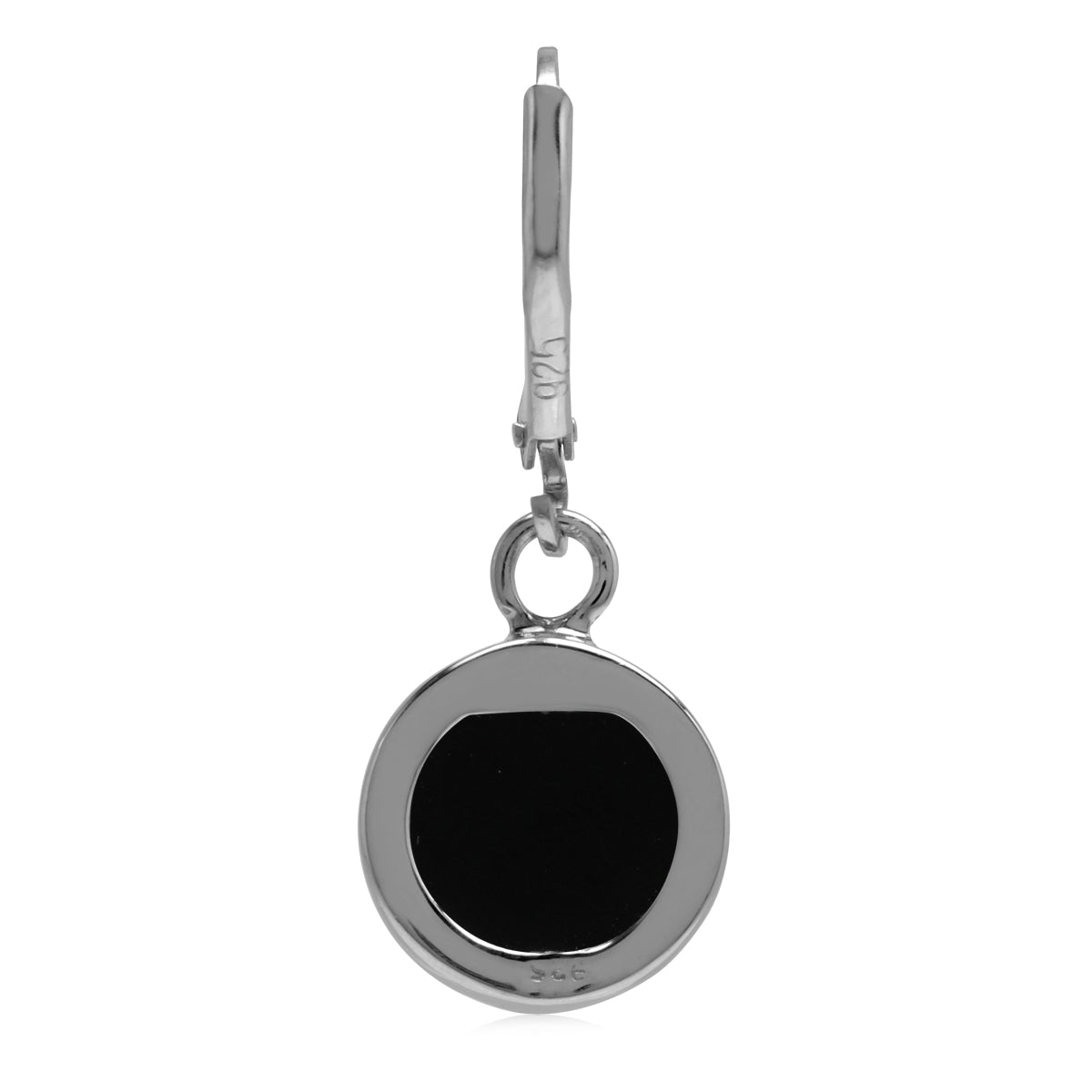 Natural 10mm Black Onyx 925 Sterling Silver Basic Bezel Set Leverback Dangle Earrings - Silvershake-store