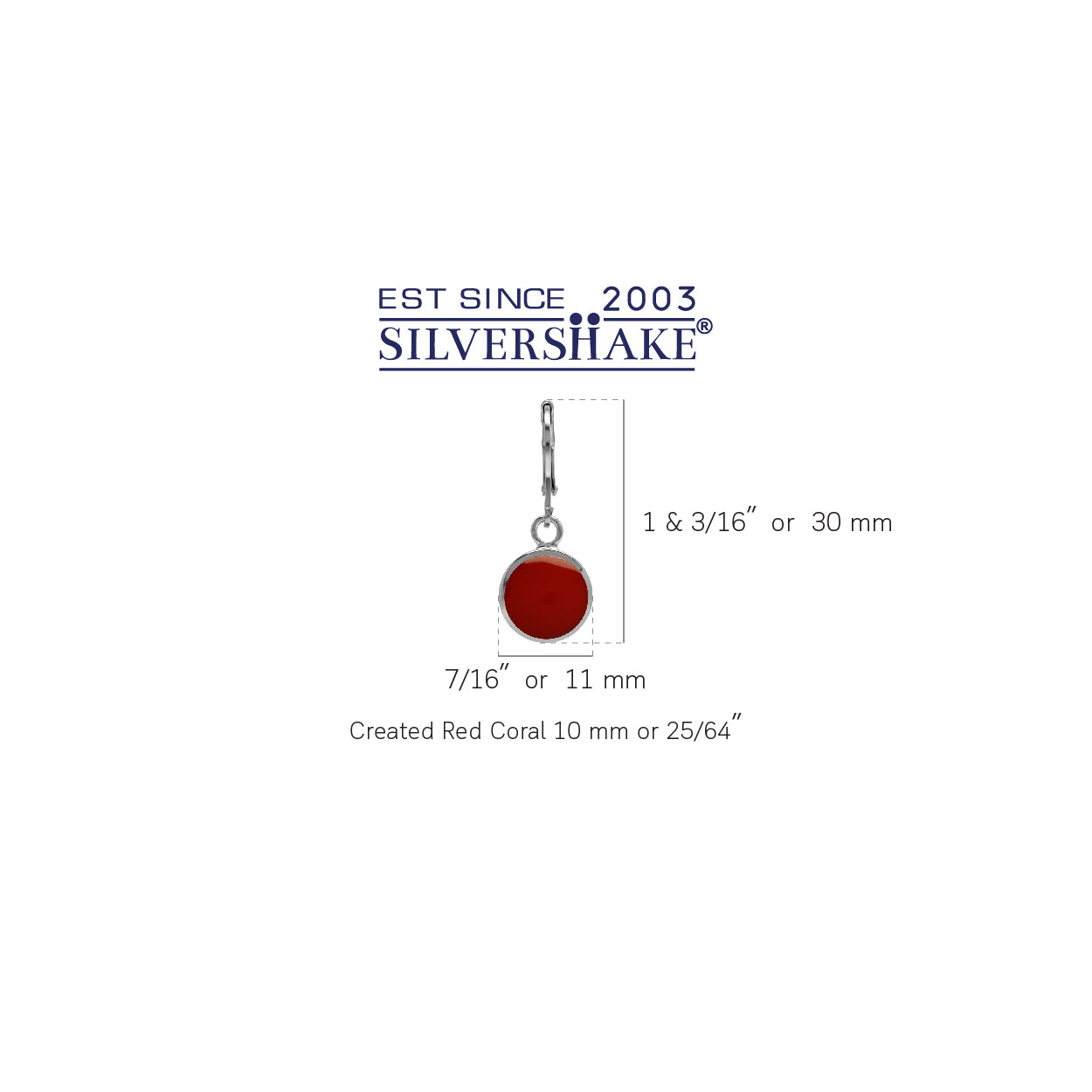 Created 10 mm Round Red Coral Inlay 925 Sterling Silver Basic Leverback Dangle Earrings - Silvershake-store