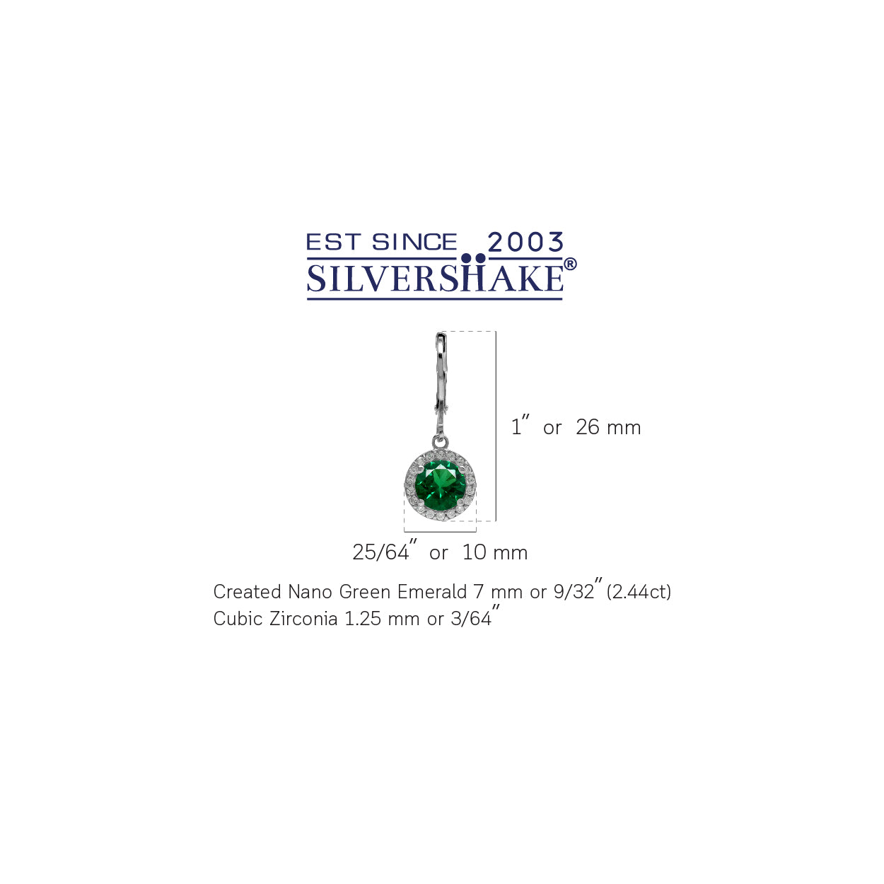 2.4 Ctw 7MM Nano Green Emerald 925 Sterling Silver Halo Leverback dangle Earrings